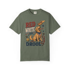 Red White and Drool Dog 4th of July T-Shirt — Patriotic Funny Pet Tee