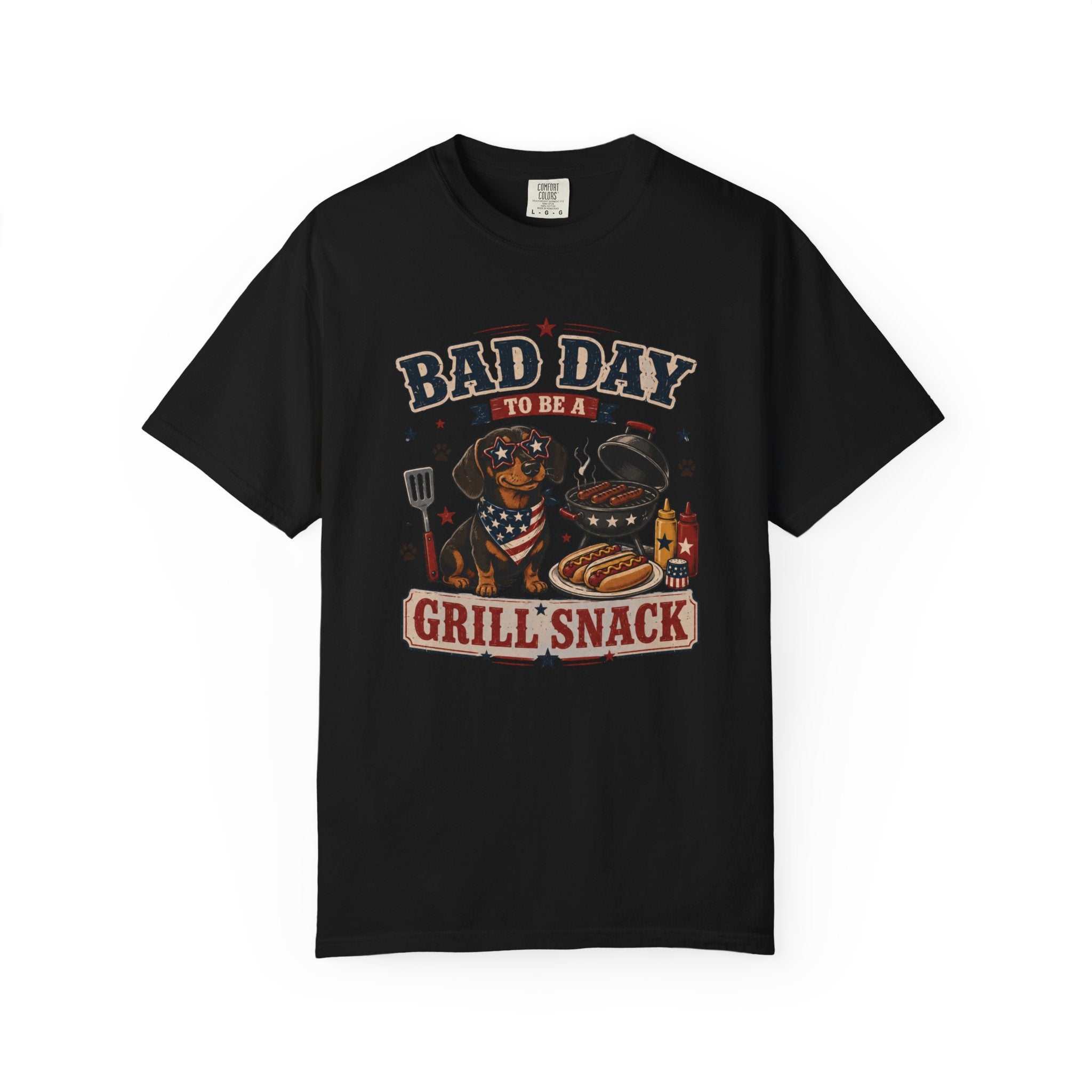 Bad Day Grill Snack 4th of July Dog T-Shirt — Funny BBQ Dachshund Graphic Tee