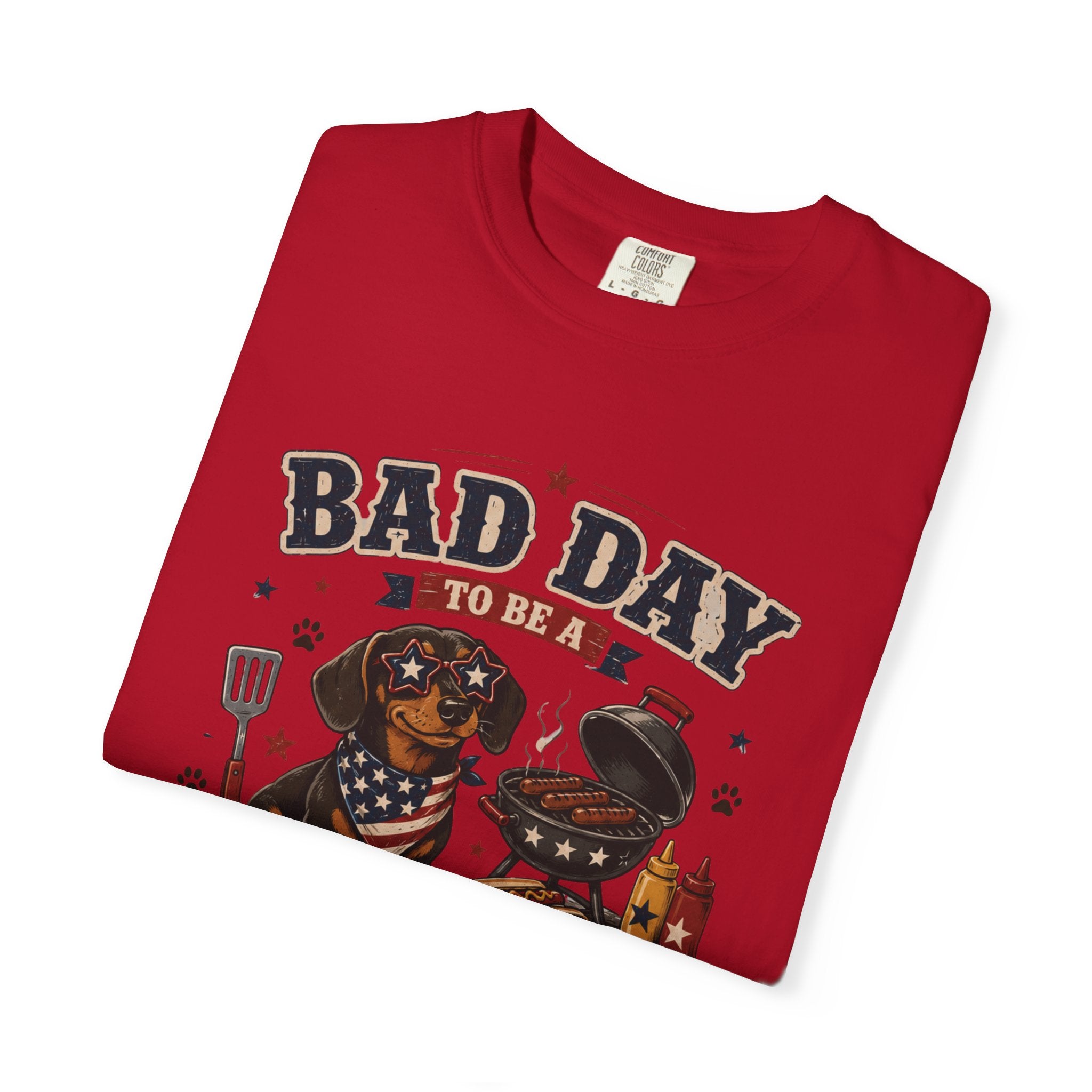 Bad Day Grill Snack 4th of July Dog T-Shirt — Funny BBQ Dachshund Graphic Tee