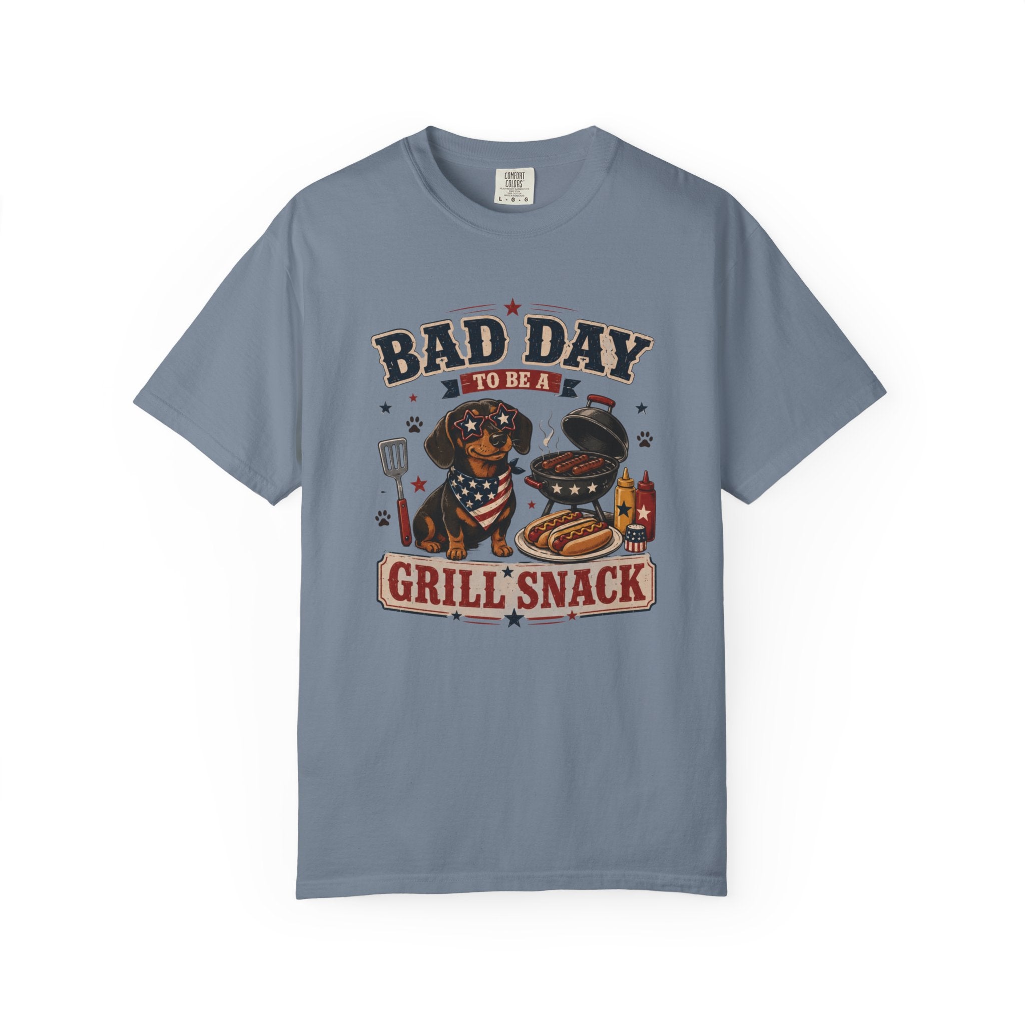 Bad Day Grill Snack 4th of July Dog T-Shirt — Funny BBQ Dachshund Graphic Tee