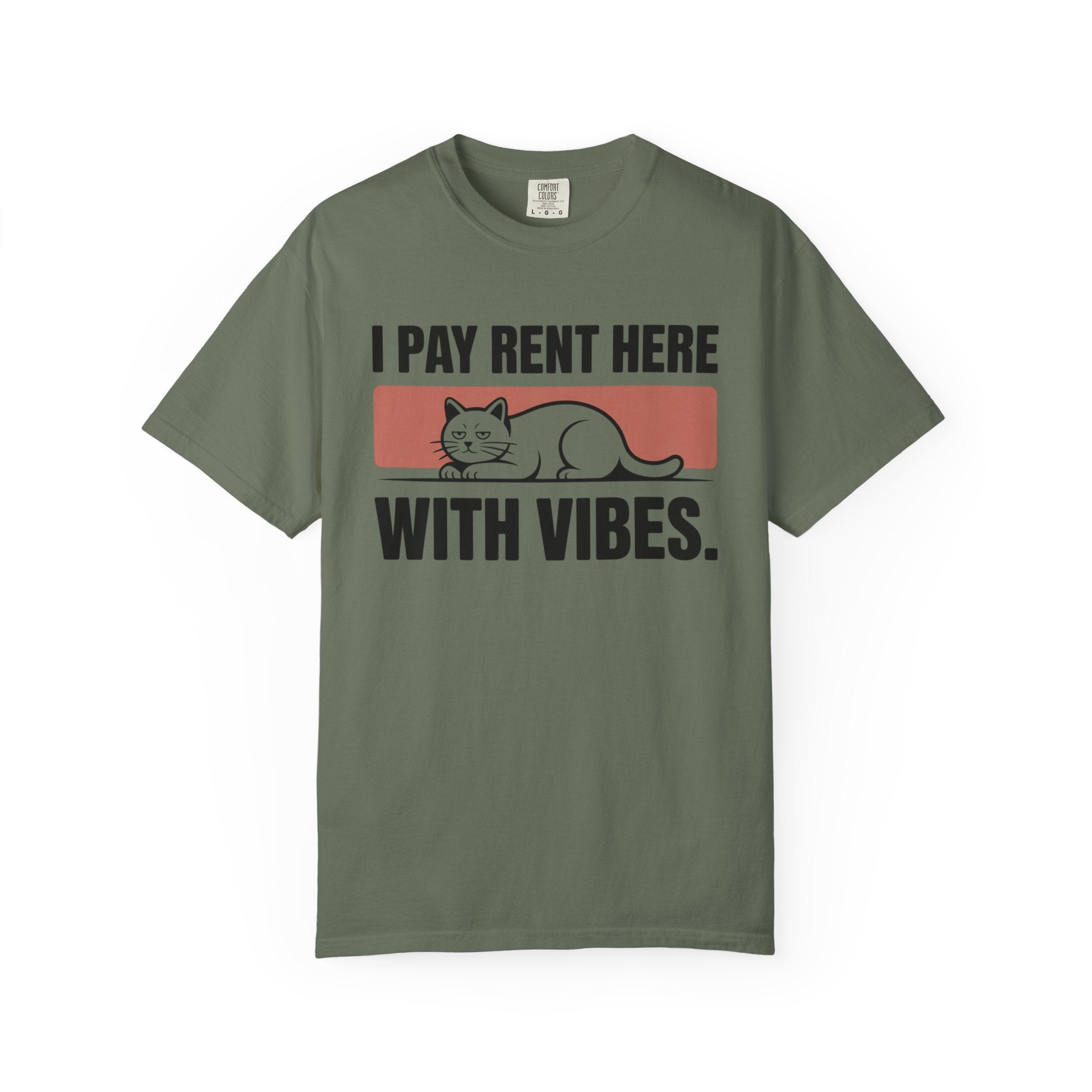 I Pay Rent Here With Vibes Cat T-Shirt