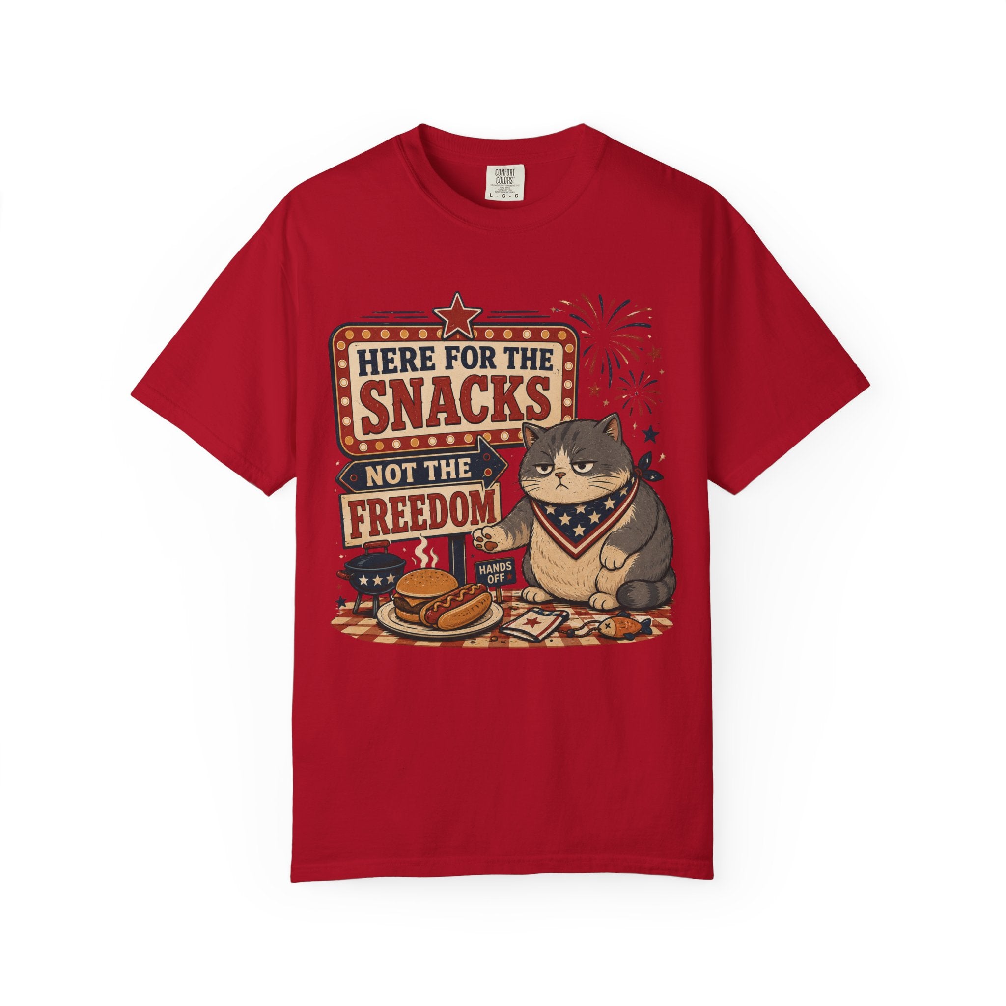 Here for the Snacks Patriotic Cat 4th of July T-Shirt