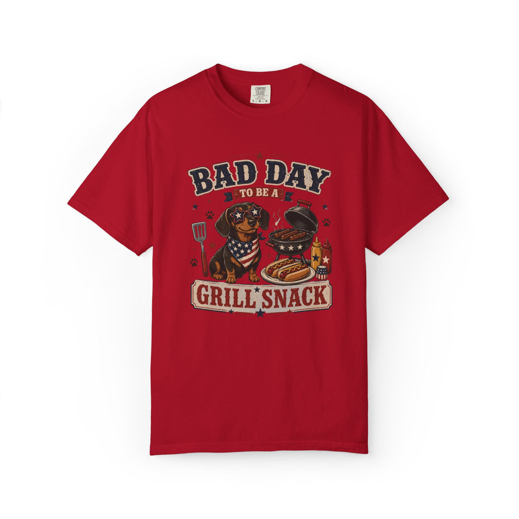 Bad Day Grill Snack 4th of July Dog T-Shirt — Funny BBQ Dachshund Graphic Tee
