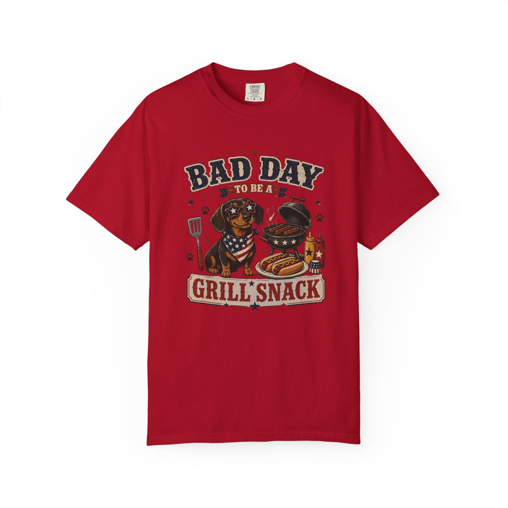 Bad Day Grill Snack 4th of July Dog T-Shirt — Funny BBQ Dachshund Graphic Tee