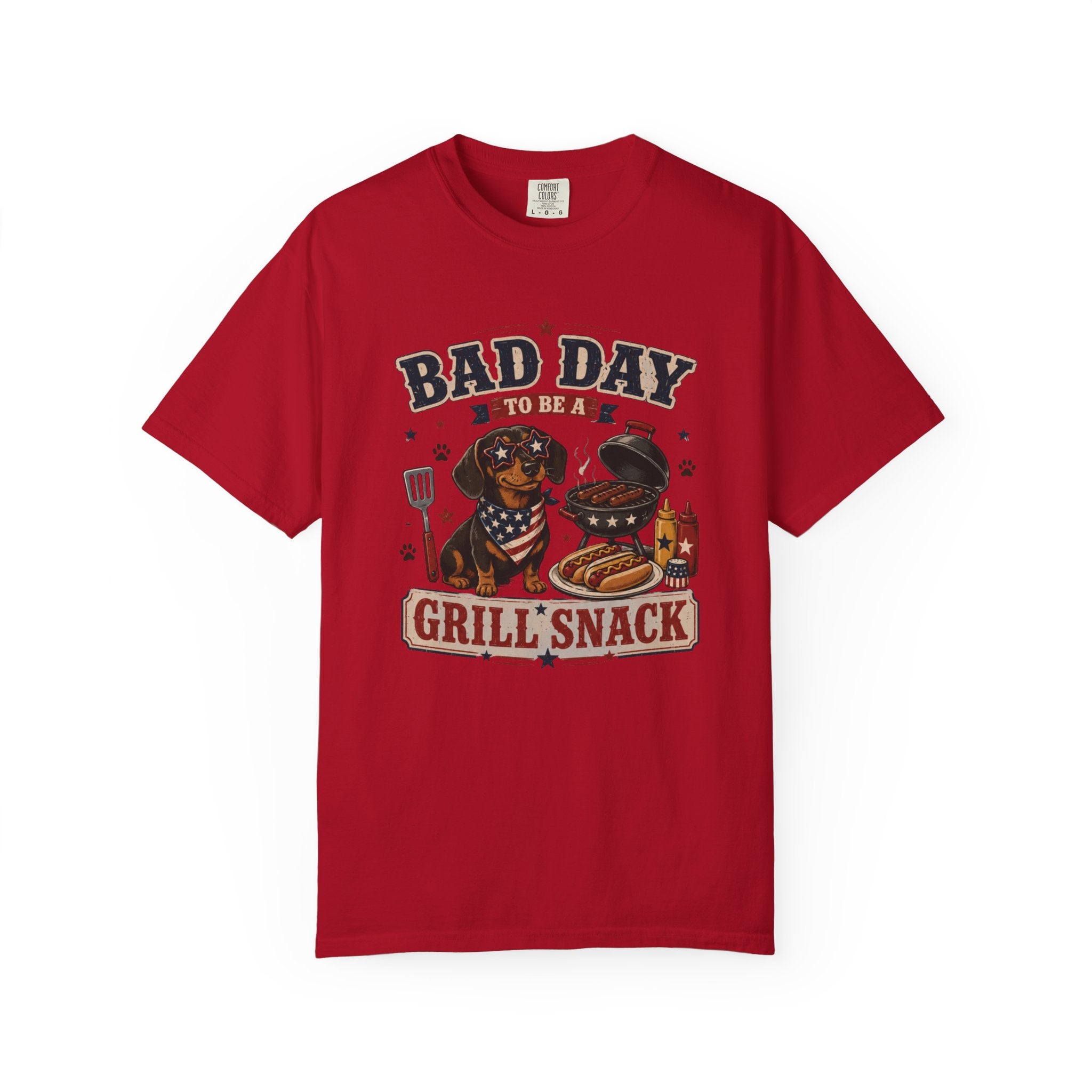 Bad Day Grill Snack 4th of July Dog T-Shirt — Funny BBQ Dachshund Graphic Tee