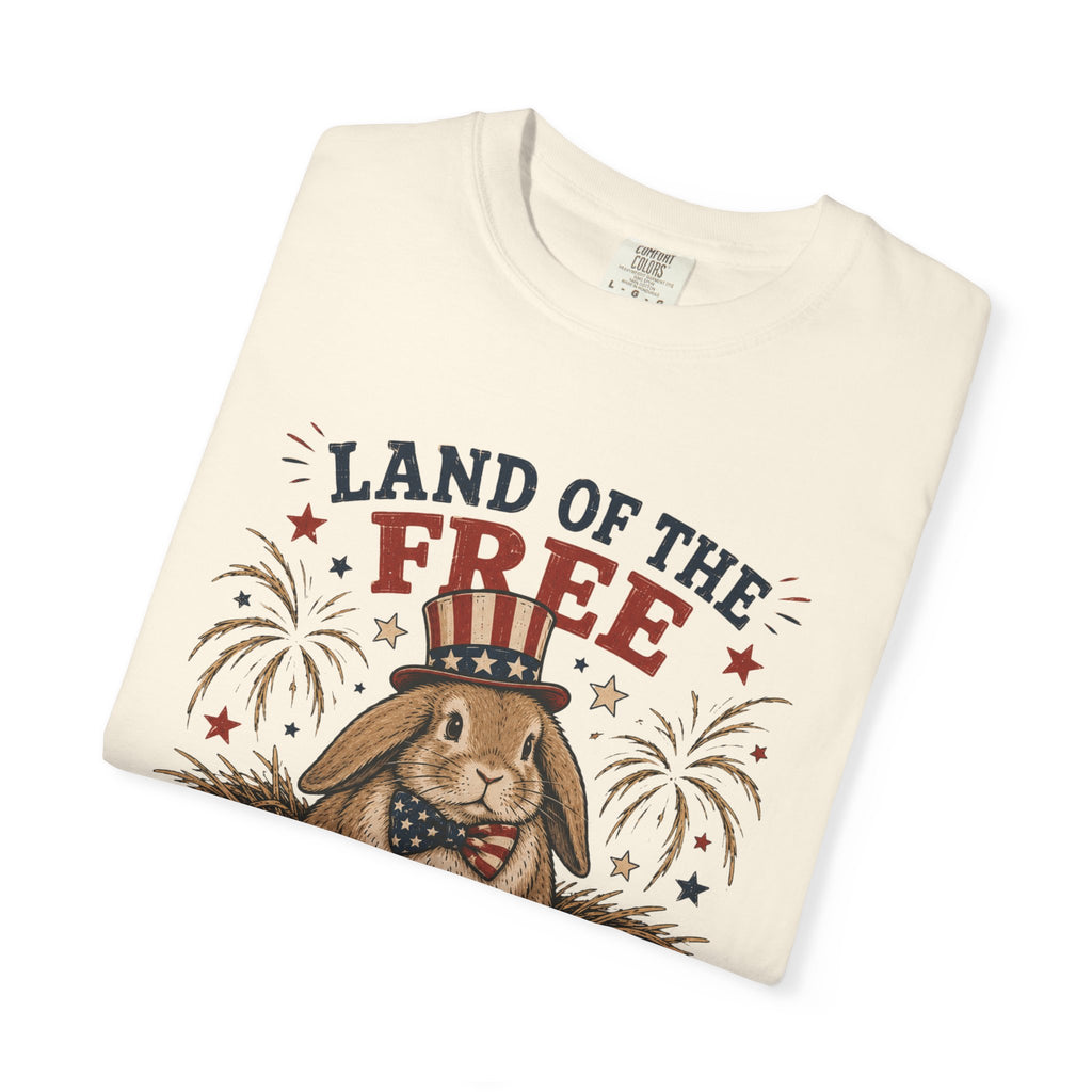 Land of the Free Home of the Hay Bunny Rabbit 4th of July T-Shirt — Patriotic Rabbit 4th of July Tee