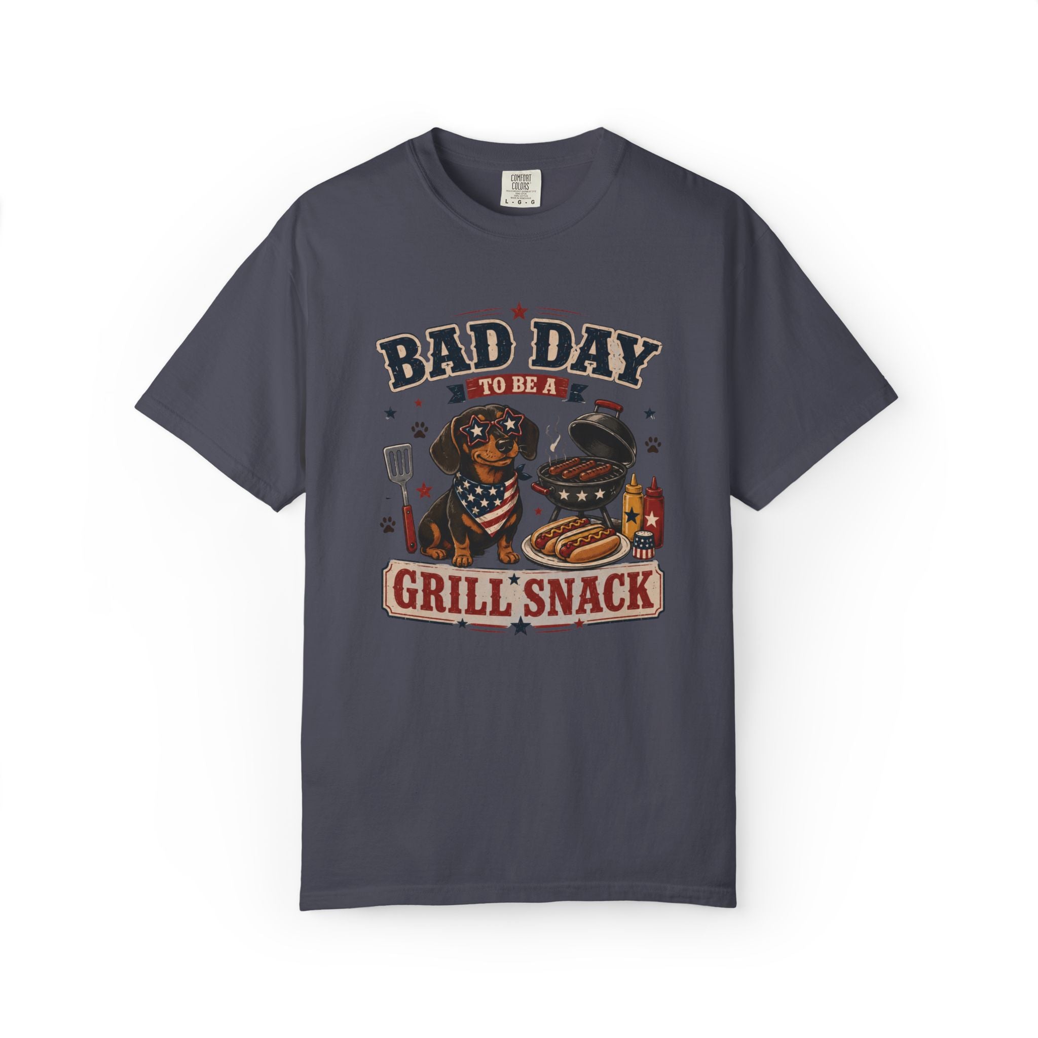 Bad Day Grill Snack 4th of July Dog T-Shirt — Funny BBQ Dachshund Graphic Tee