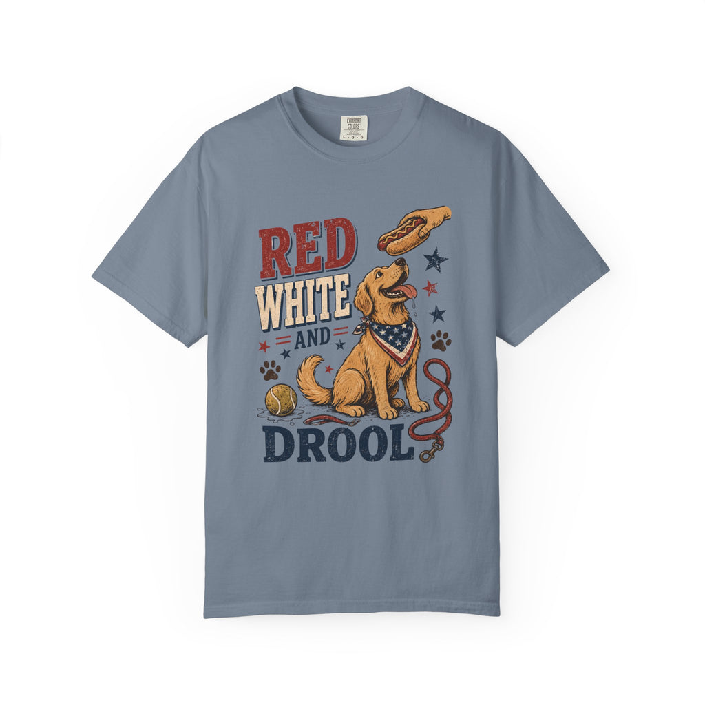 Red White and Drool Dog 4th of July T-Shirt — Patriotic Funny Pet Tee