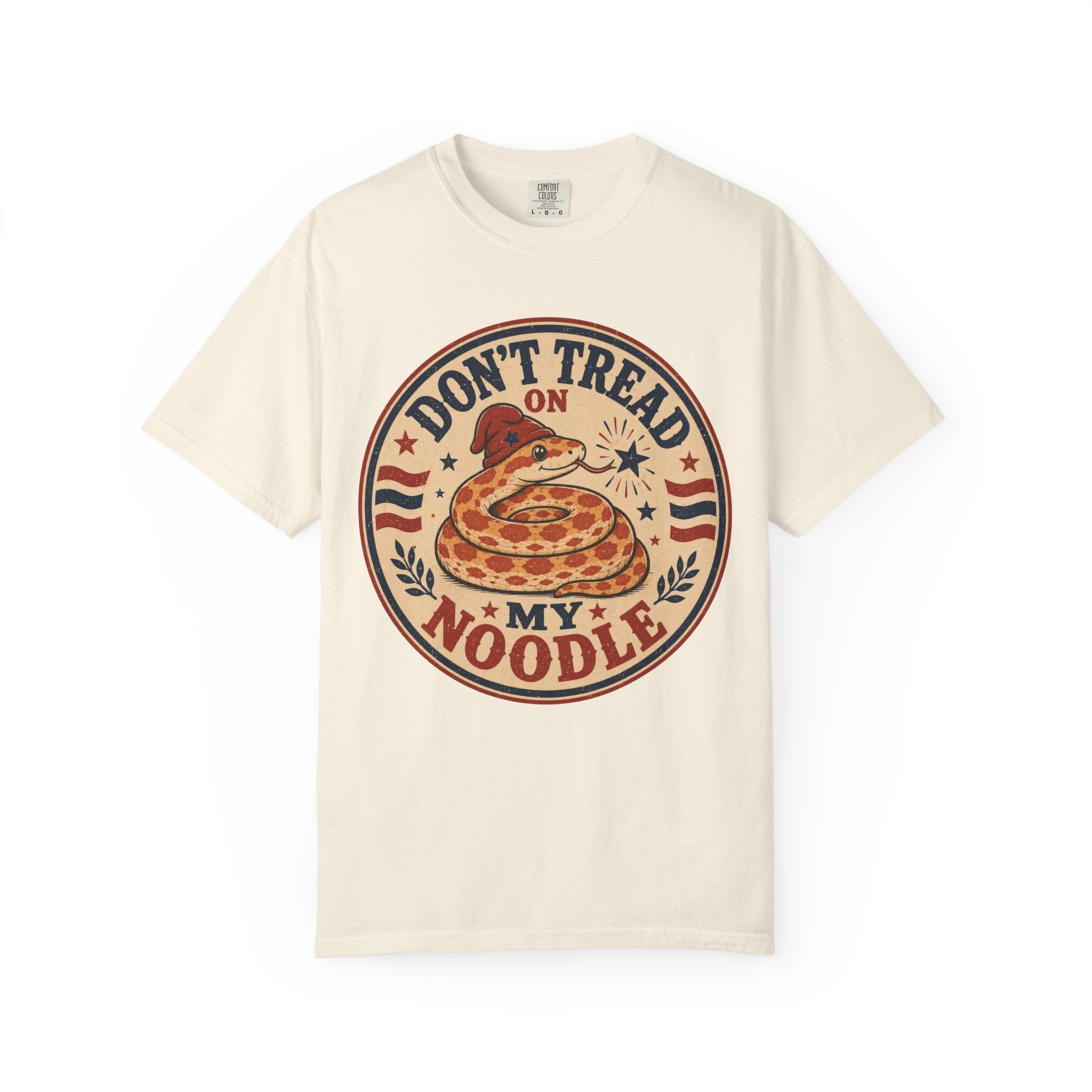 Don’t Tread On My Noodle Snake 4th of July T-Shirt — Retro Patriotic Snake Graphic Tee