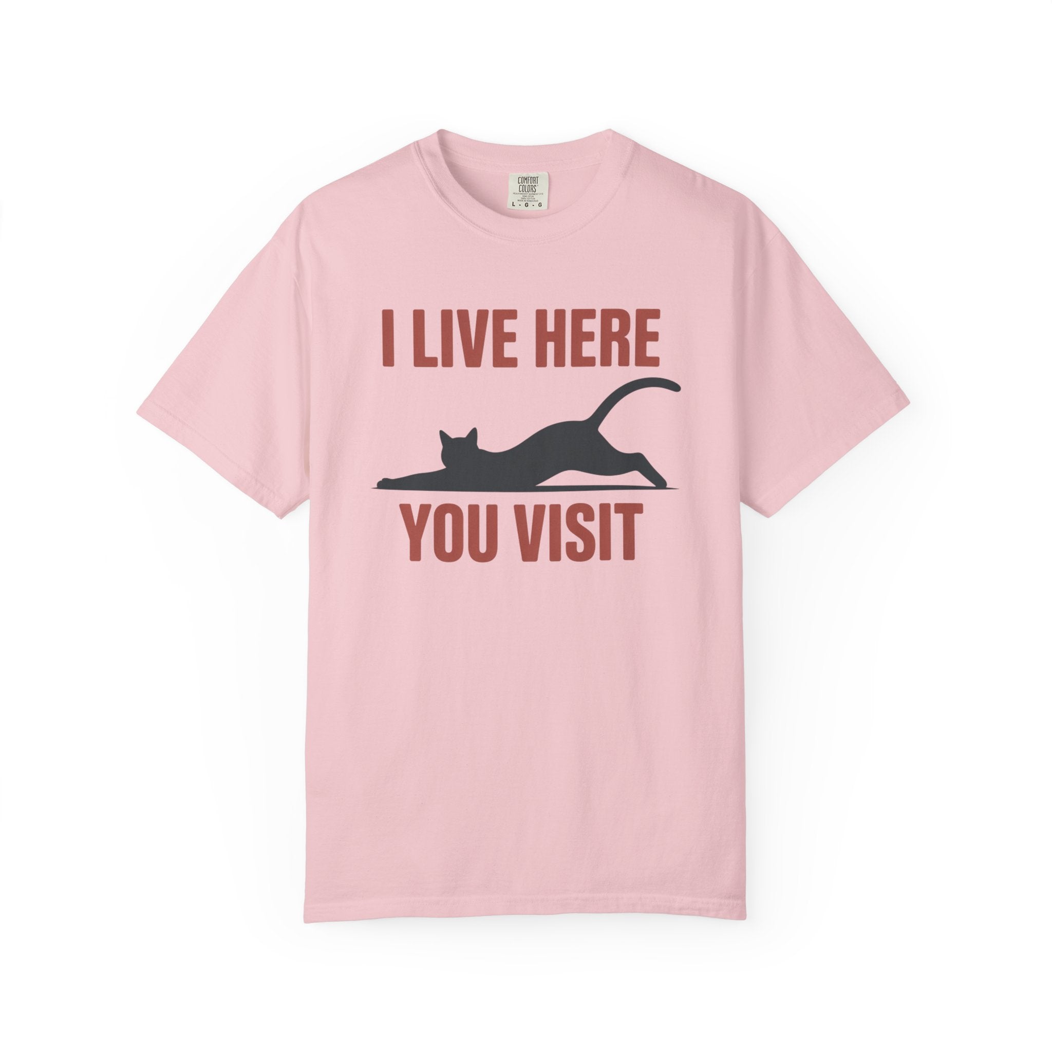 I Live Here You Visit Cat T-Shirt