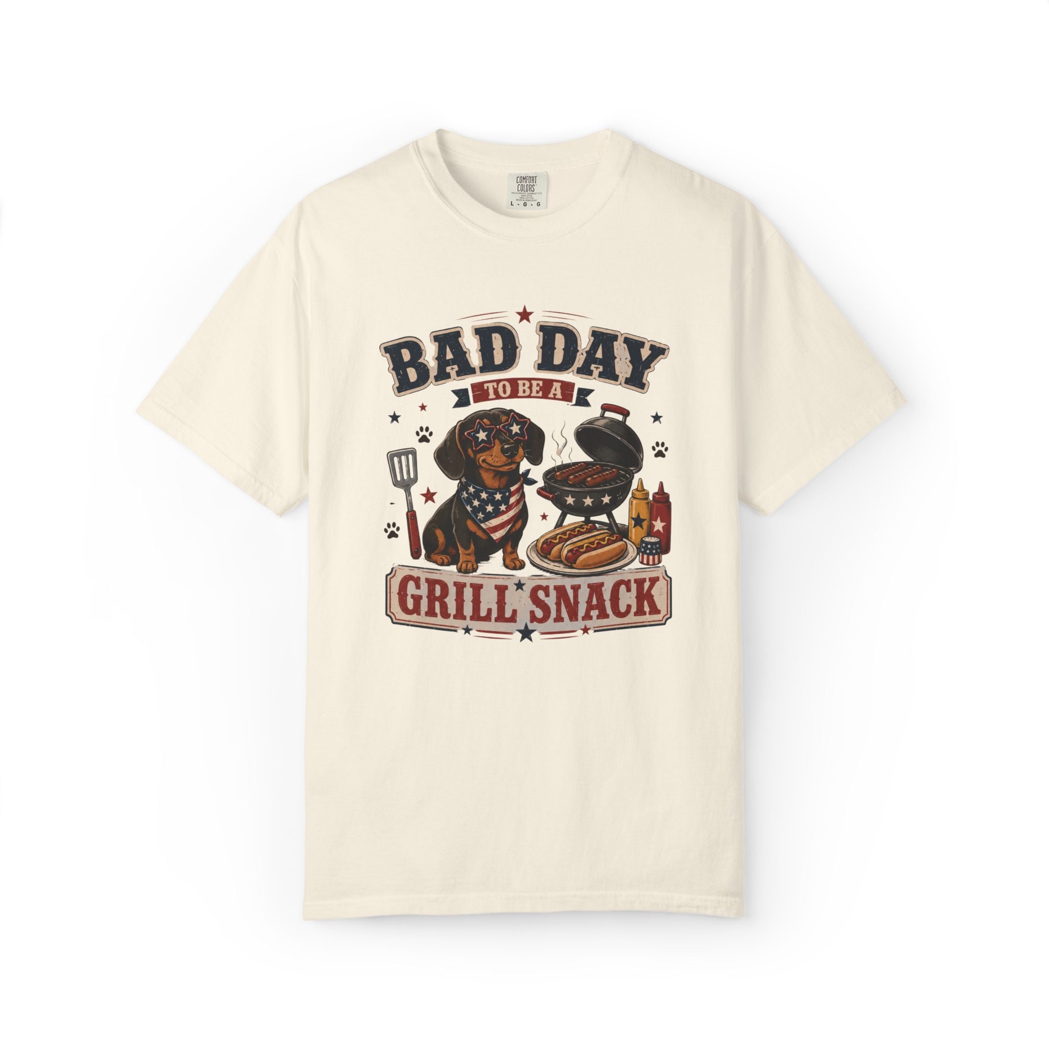 Bad Day Grill Snack 4th of July Dog T-Shirt — Funny BBQ Dachshund Graphic Tee