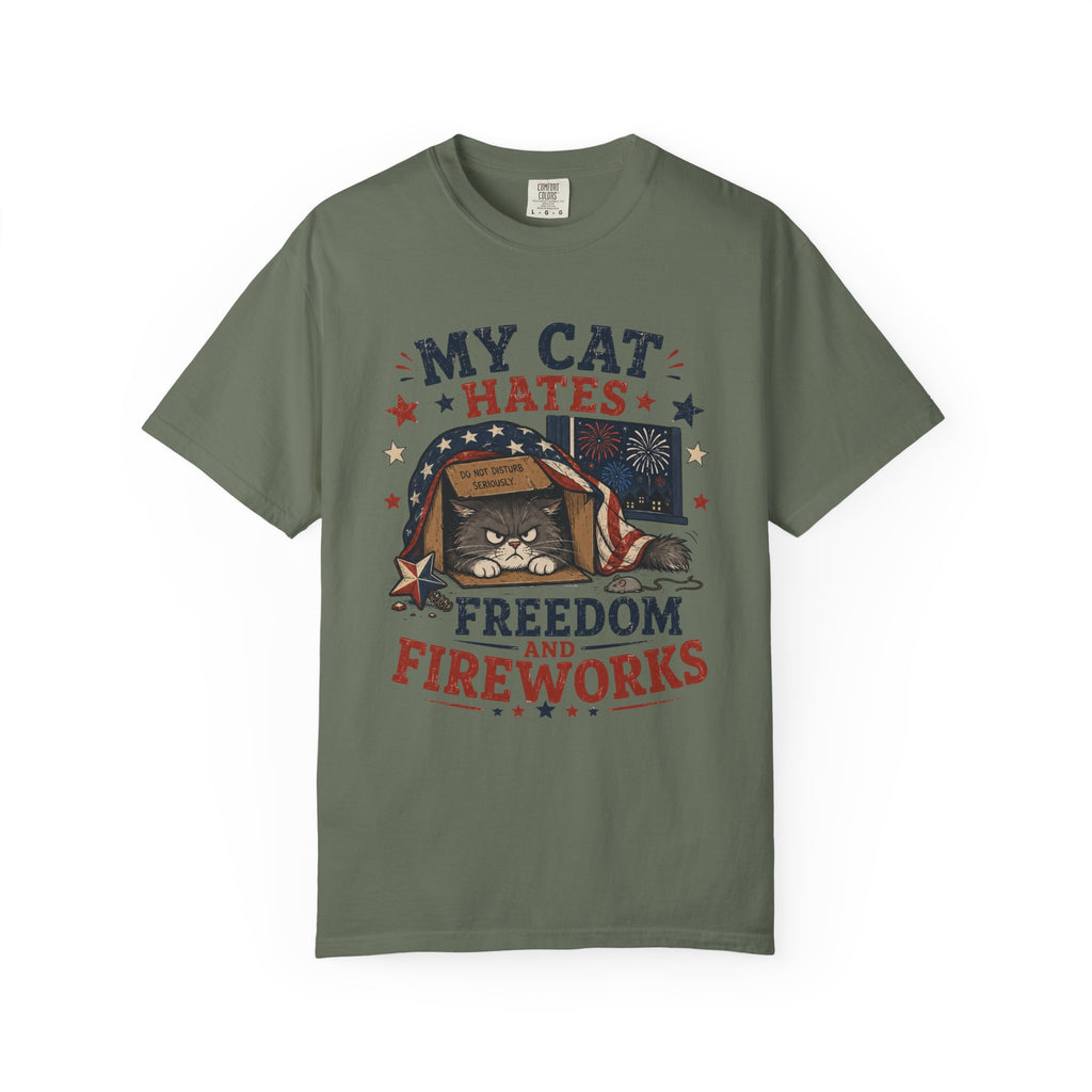 My Cat Hates Freedom and Fireworks 4th of July T-Shirt
