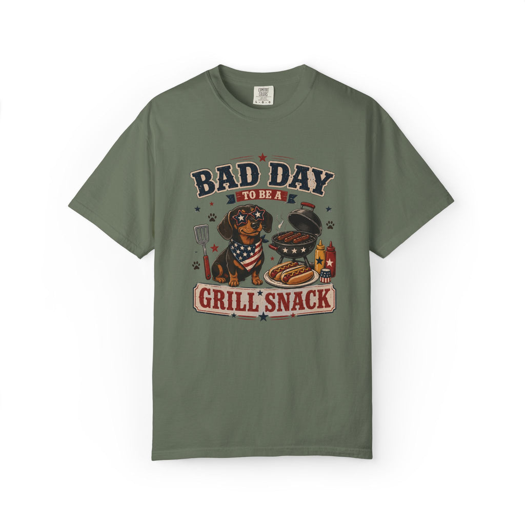 Bad Day Grill Snack 4th of July Dog T-Shirt — Funny BBQ Dachshund Graphic Tee