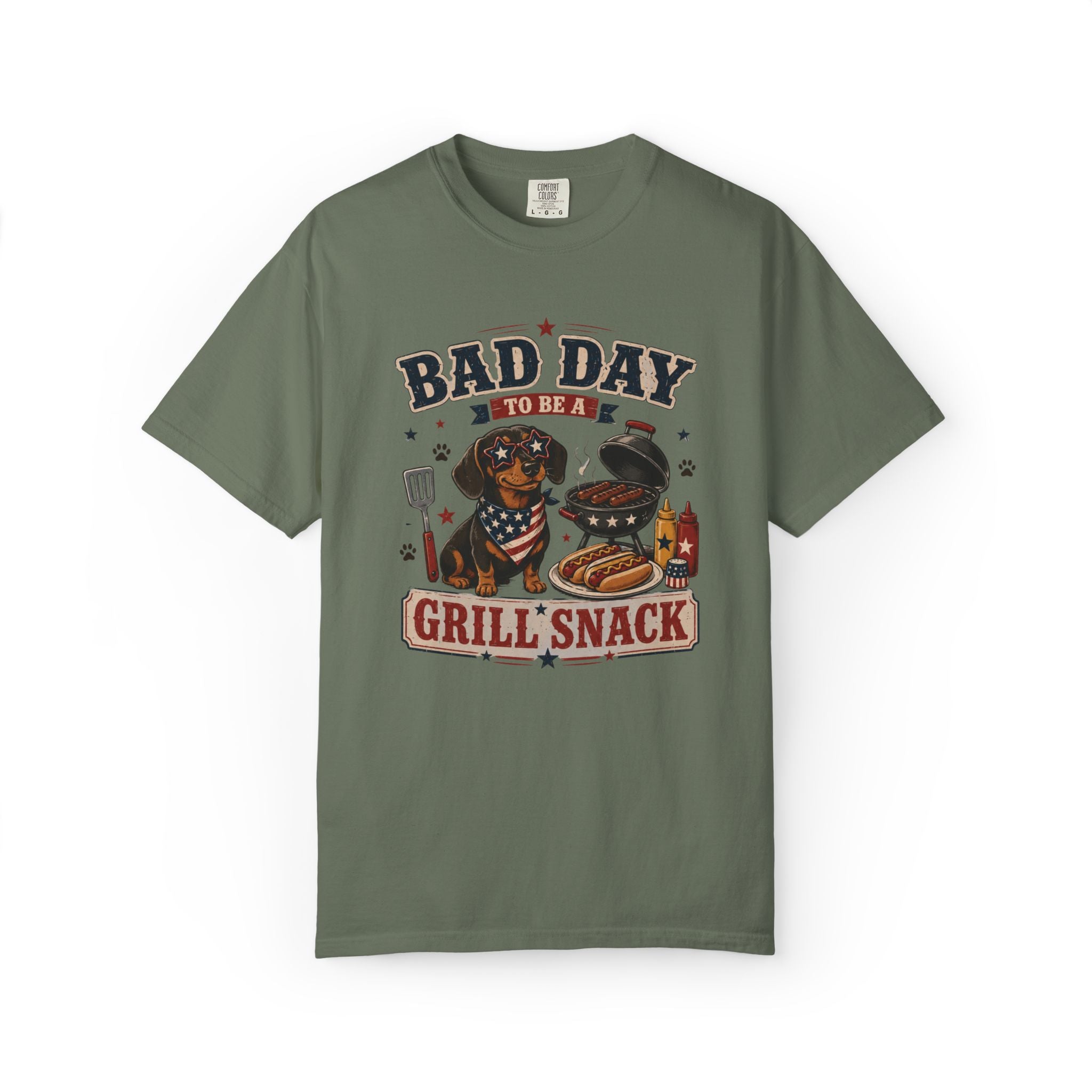Bad Day Grill Snack 4th of July Dog T-Shirt — Funny BBQ Dachshund Graphic Tee