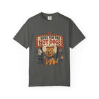 Here for the Hot Dogs 4th of July T-Shirt — Patriotic BBQ Dog Graphic Tee