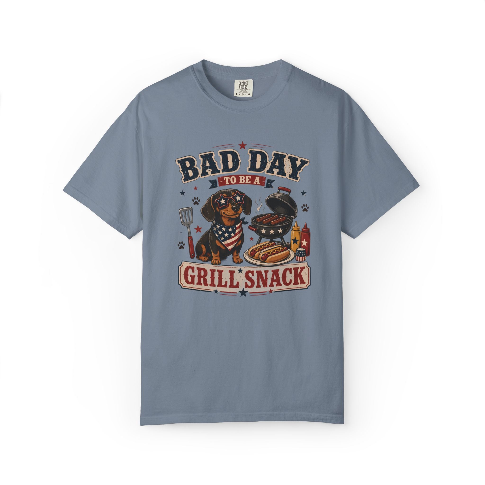 Bad Day Grill Snack 4th of July Dog T-Shirt — Funny BBQ Dachshund Graphic Tee