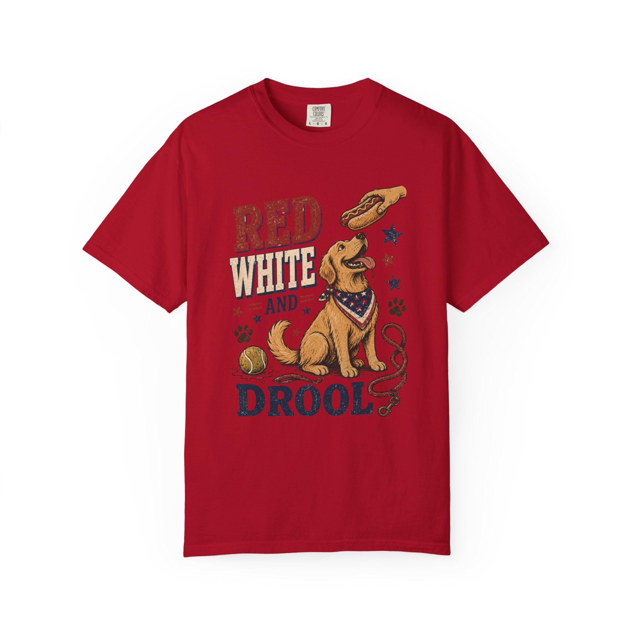 Red White and Drool Dog 4th of July T-Shirt — Patriotic Funny Pet Tee