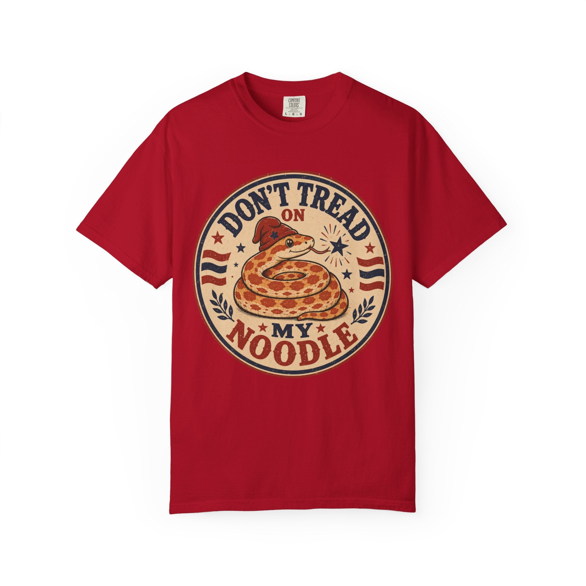 Don’t Tread On My Noodle Snake 4th of July T-Shirt — Retro Patriotic Snake Graphic Tee