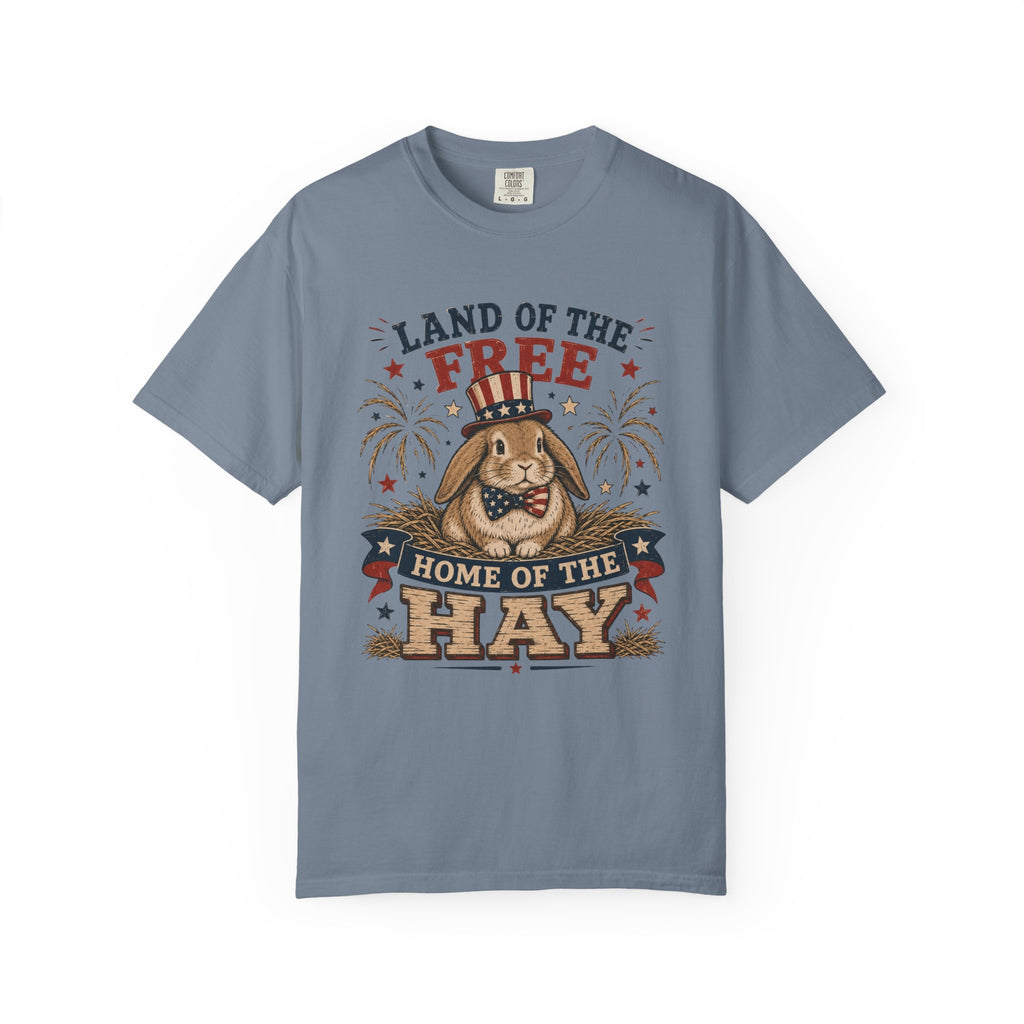 Land of the Free Home of the Hay Bunny Rabbit 4th of July T-Shirt — Patriotic Rabbit 4th of July Tee