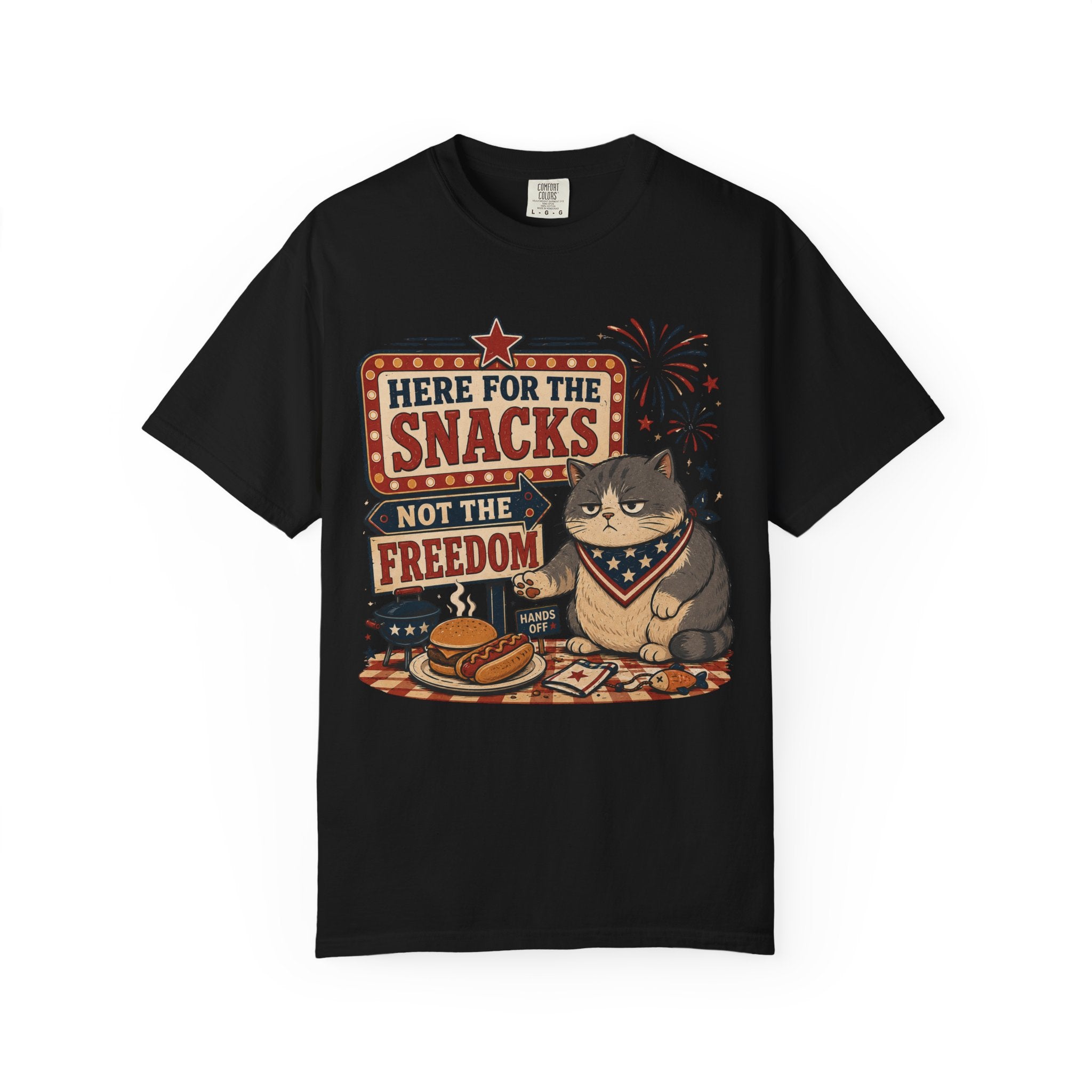 Here for the Snacks Patriotic Cat 4th of July T-Shirt