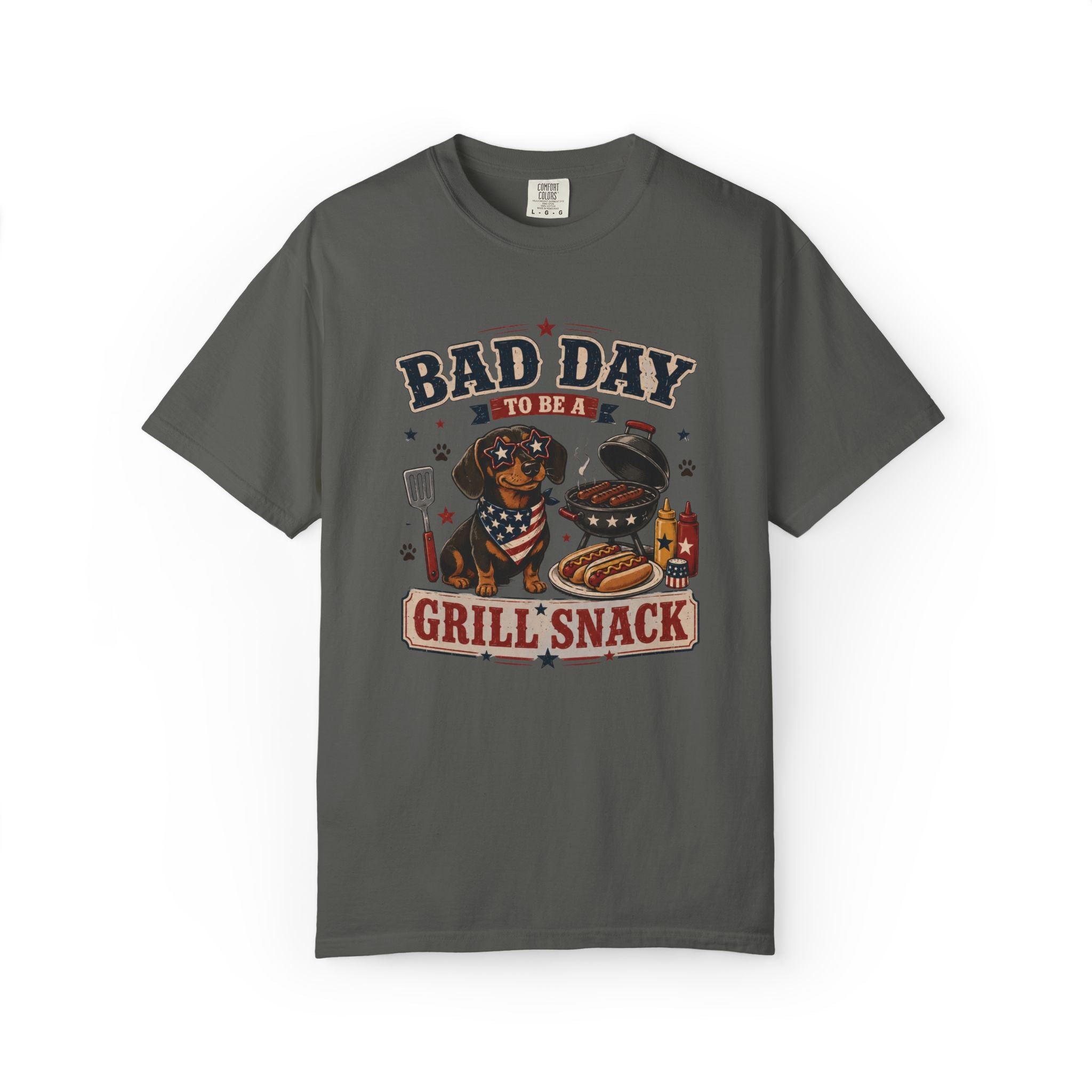 Bad Day Grill Snack 4th of July Dog T-Shirt — Funny BBQ Dachshund Graphic Tee
