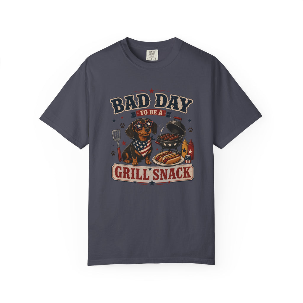 Bad Day Grill Snack 4th of July Dog T-Shirt — Funny BBQ Dachshund Graphic Tee