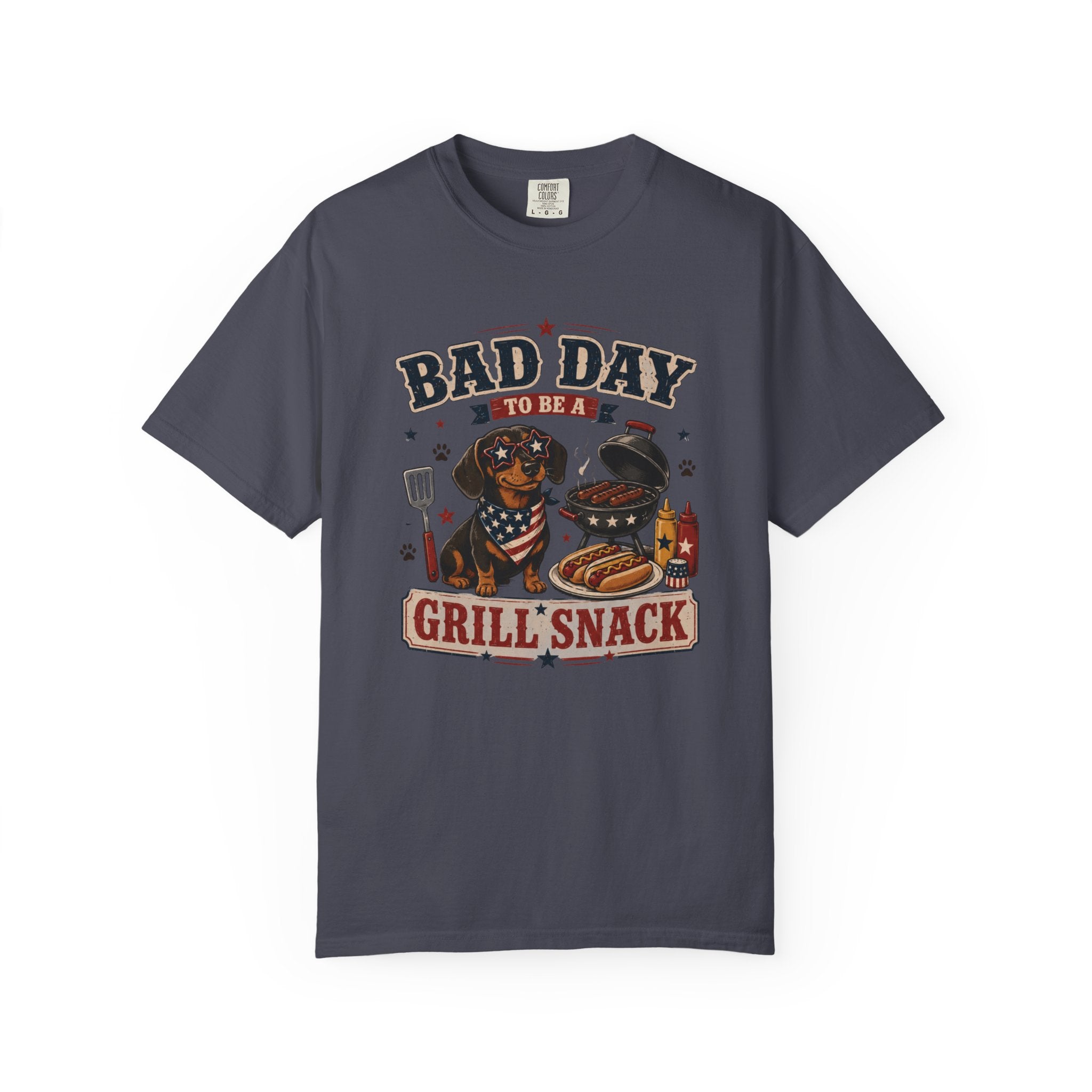 Bad Day Grill Snack 4th of July Dog T-Shirt — Funny BBQ Dachshund Graphic Tee