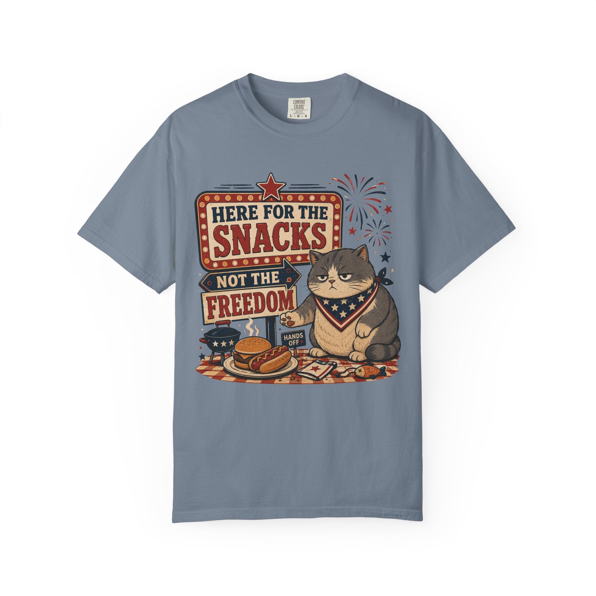 Here for the Snacks Patriotic Cat 4th of July T-Shirt