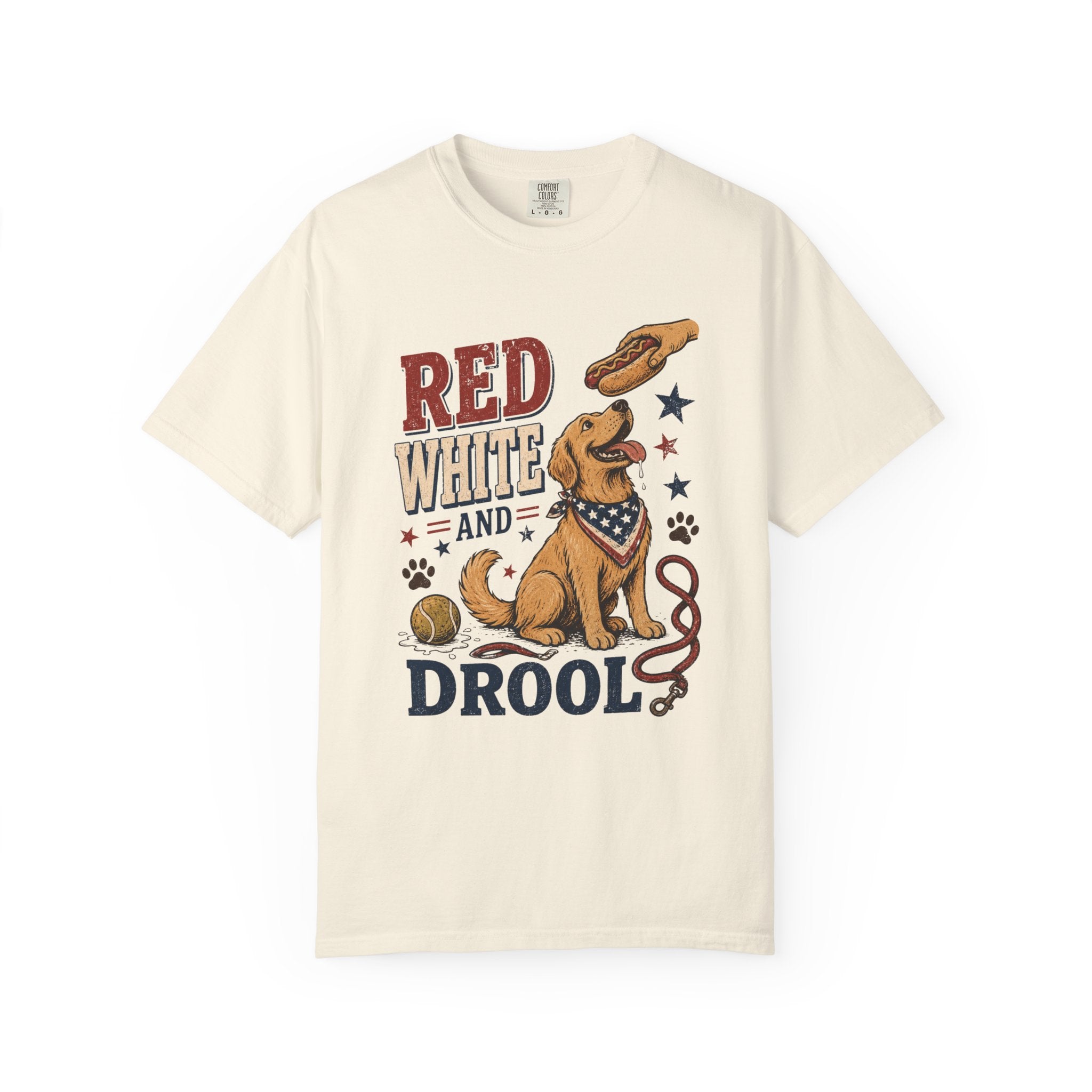 Red White and Drool Dog 4th of July T-Shirt — Patriotic Funny Pet Tee