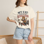 My Cat Started the Revolution 4th of July - Patriotic Funny Cat Tee