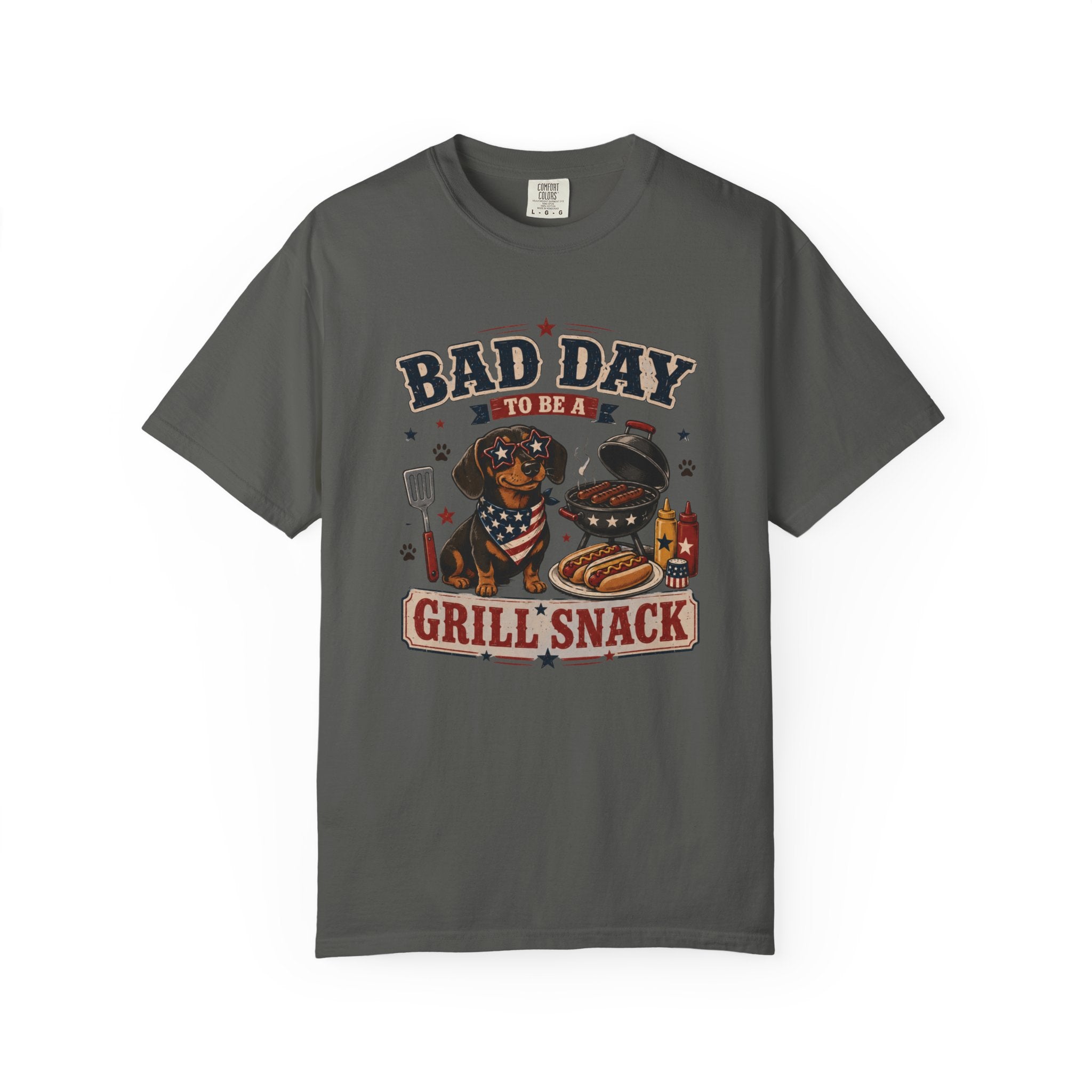 Bad Day Grill Snack 4th of July Dog T-Shirt — Funny BBQ Dachshund Graphic Tee