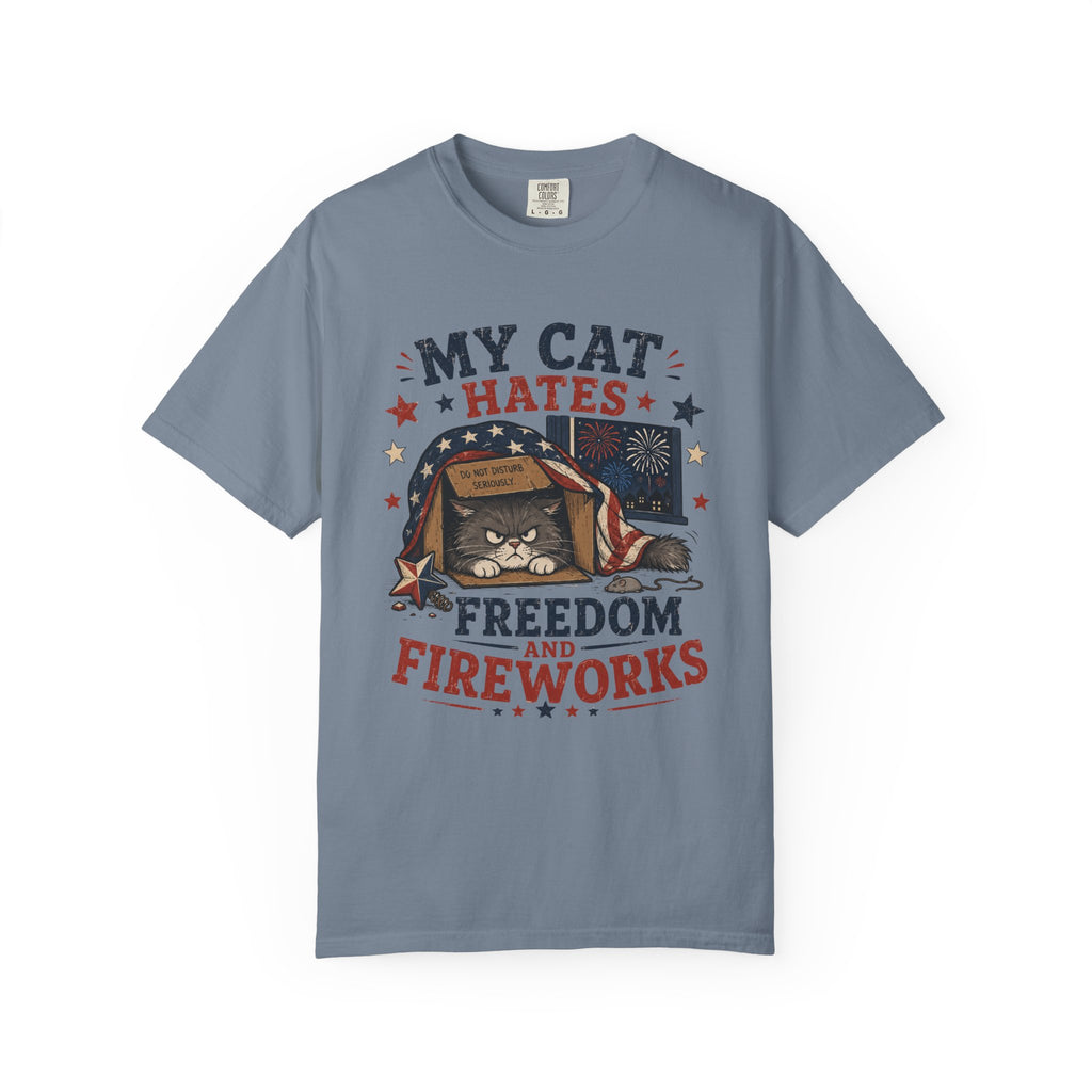 My Cat Hates Freedom and Fireworks 4th of July T-Shirt