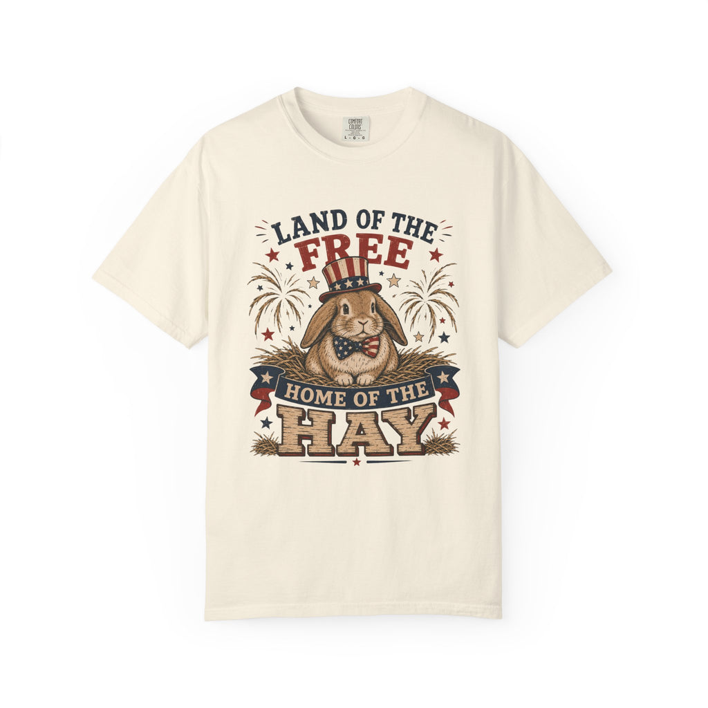 Land of the Free Home of the Hay Bunny Rabbit 4th of July T-Shirt — Patriotic Rabbit 4th of July Tee