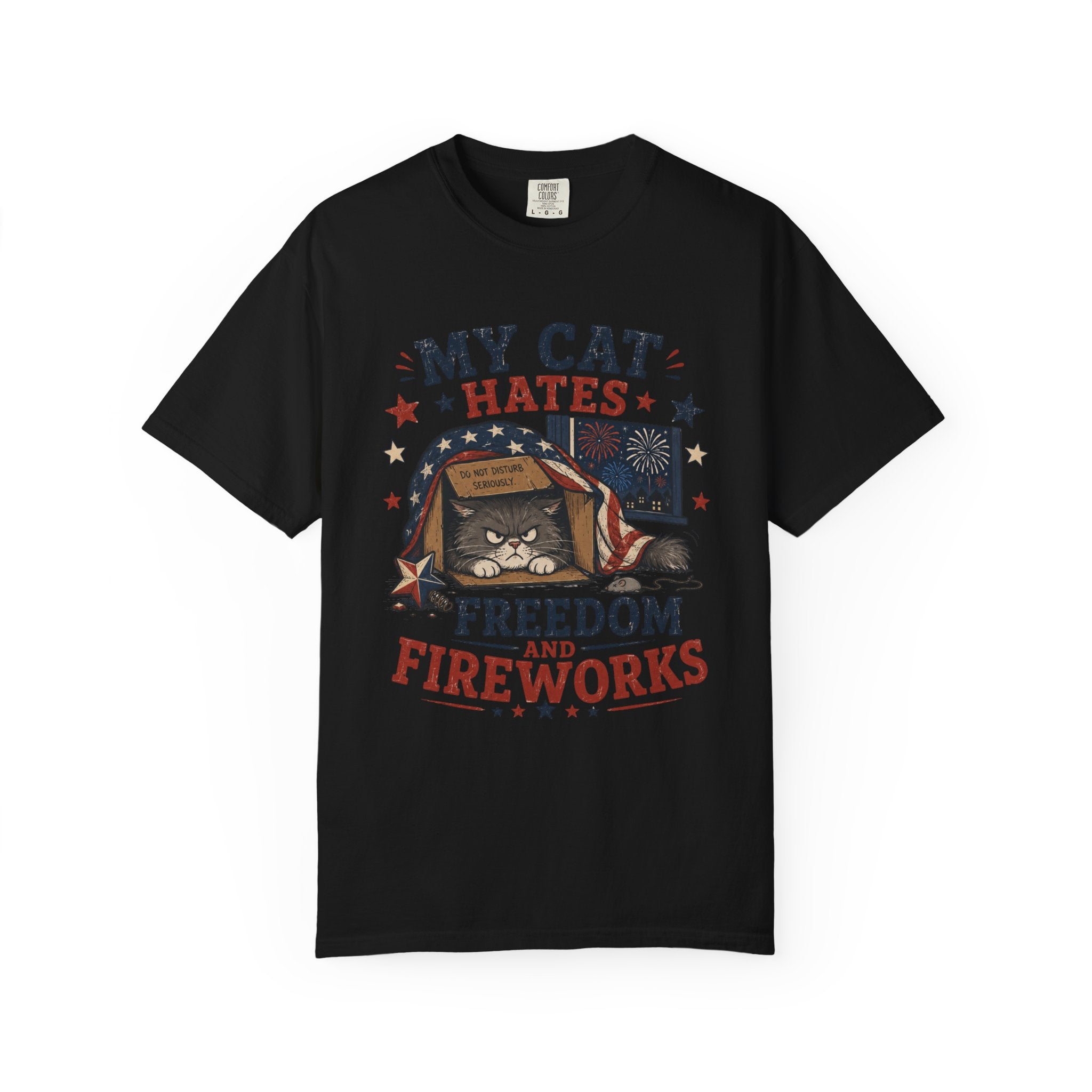 My Cat Hates Freedom and Fireworks 4th of July T-Shirt