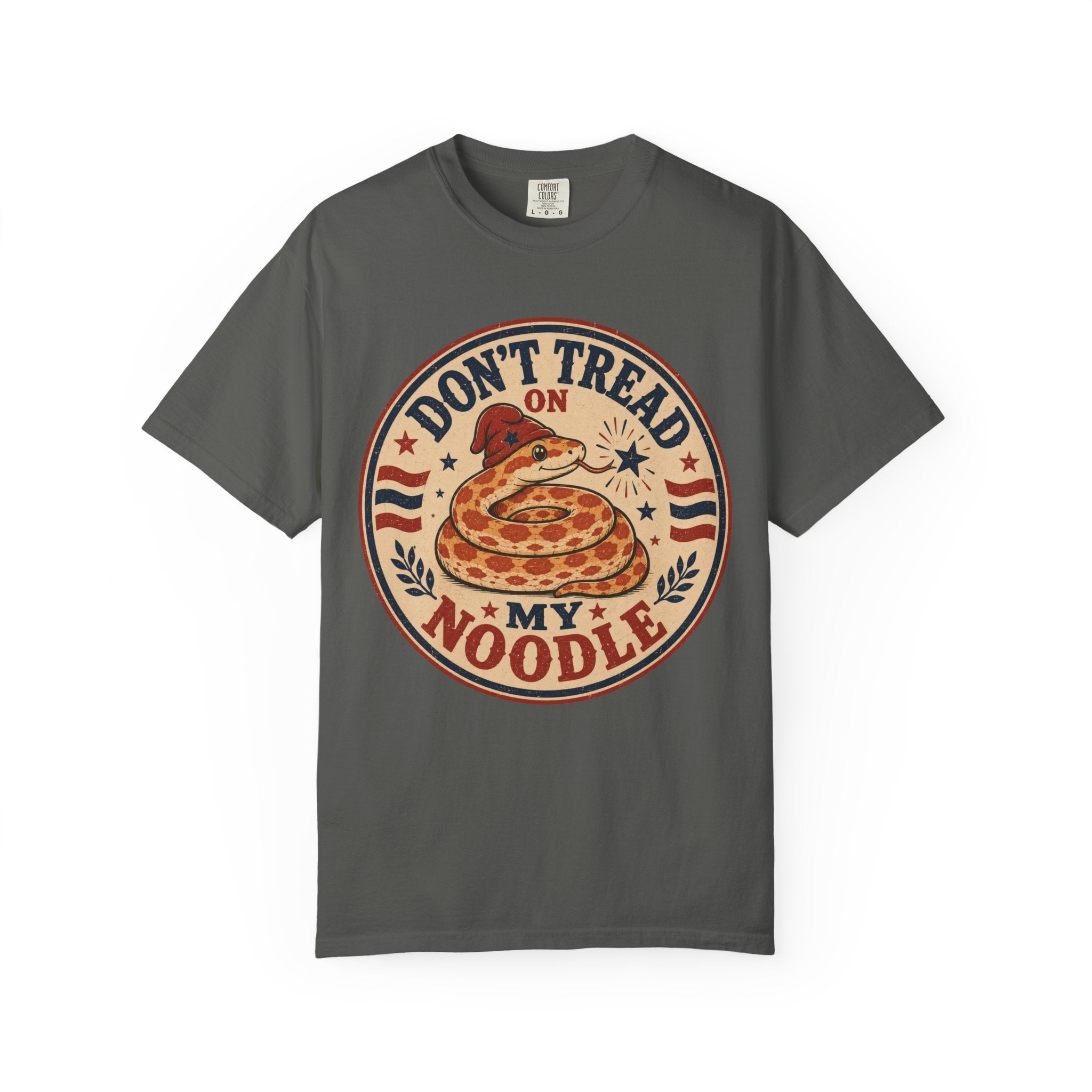 Don’t Tread On My Noodle Snake 4th of July T-Shirt — Retro Patriotic Snake Graphic Tee
