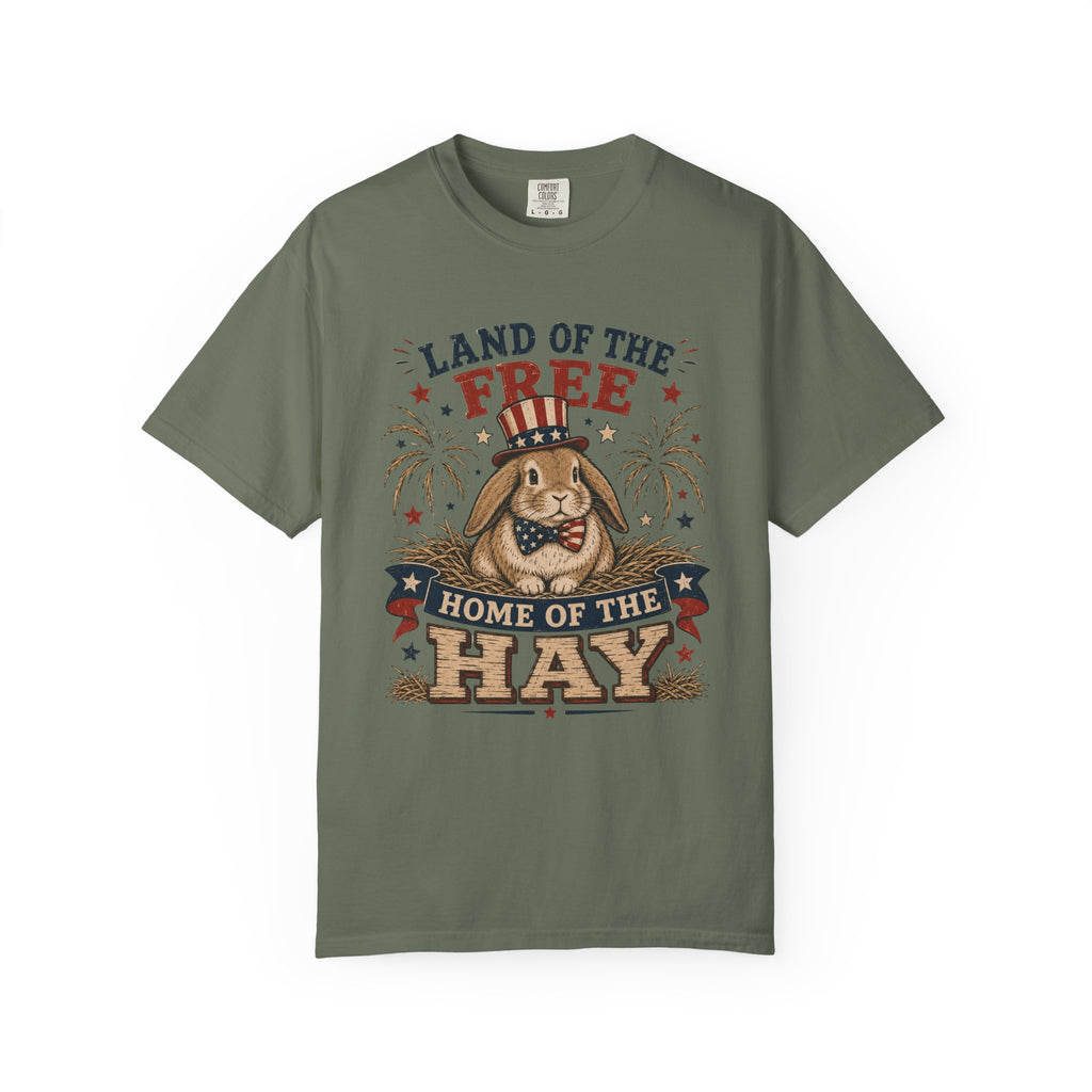 Land of the Free Home of the Hay Bunny Rabbit 4th of July T-Shirt — Patriotic Rabbit 4th of July Tee