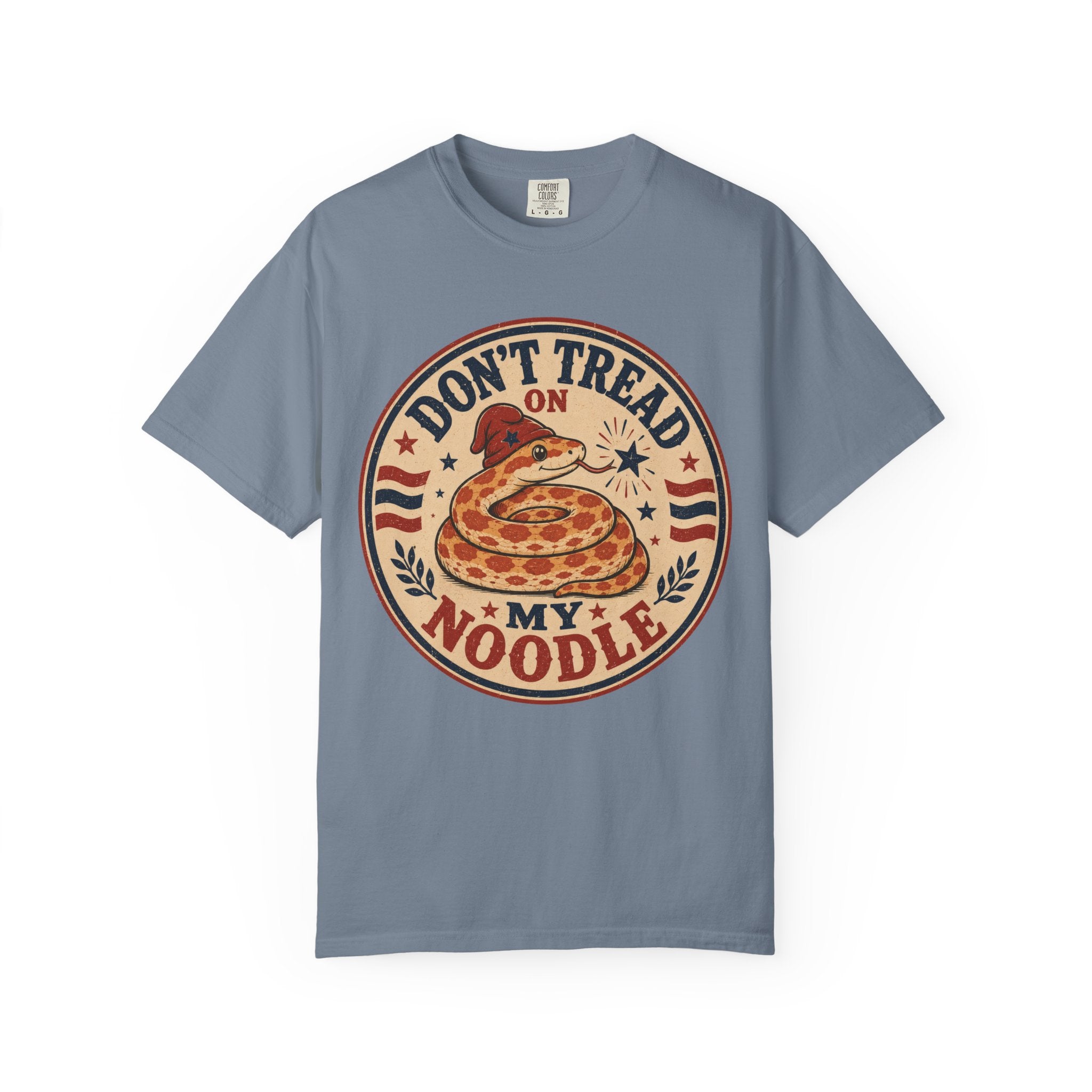 Don’t Tread On My Noodle Snake 4th of July T-Shirt — Retro Patriotic Snake Graphic Tee