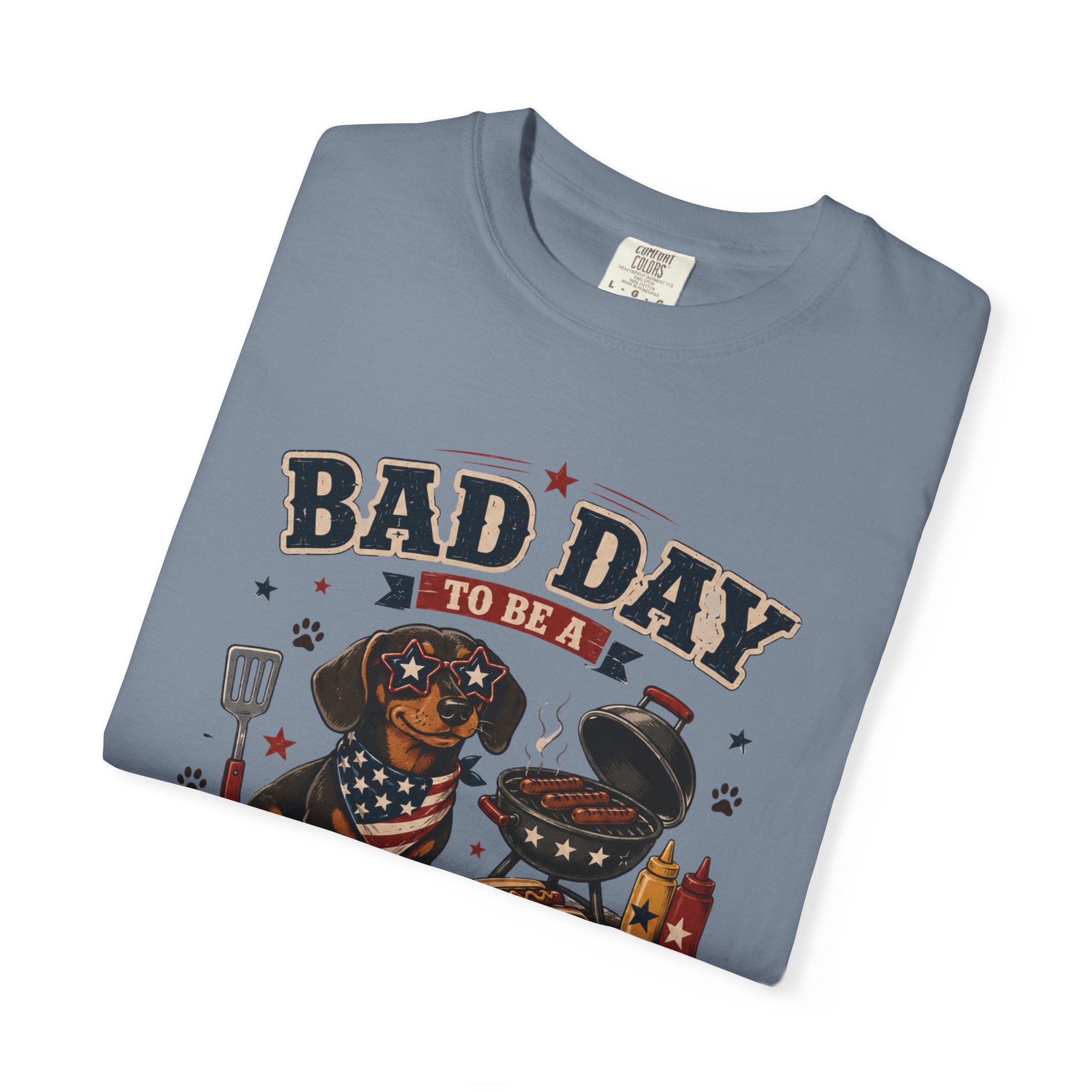 Bad Day Grill Snack 4th of July Dog T-Shirt — Funny BBQ Dachshund Graphic Tee