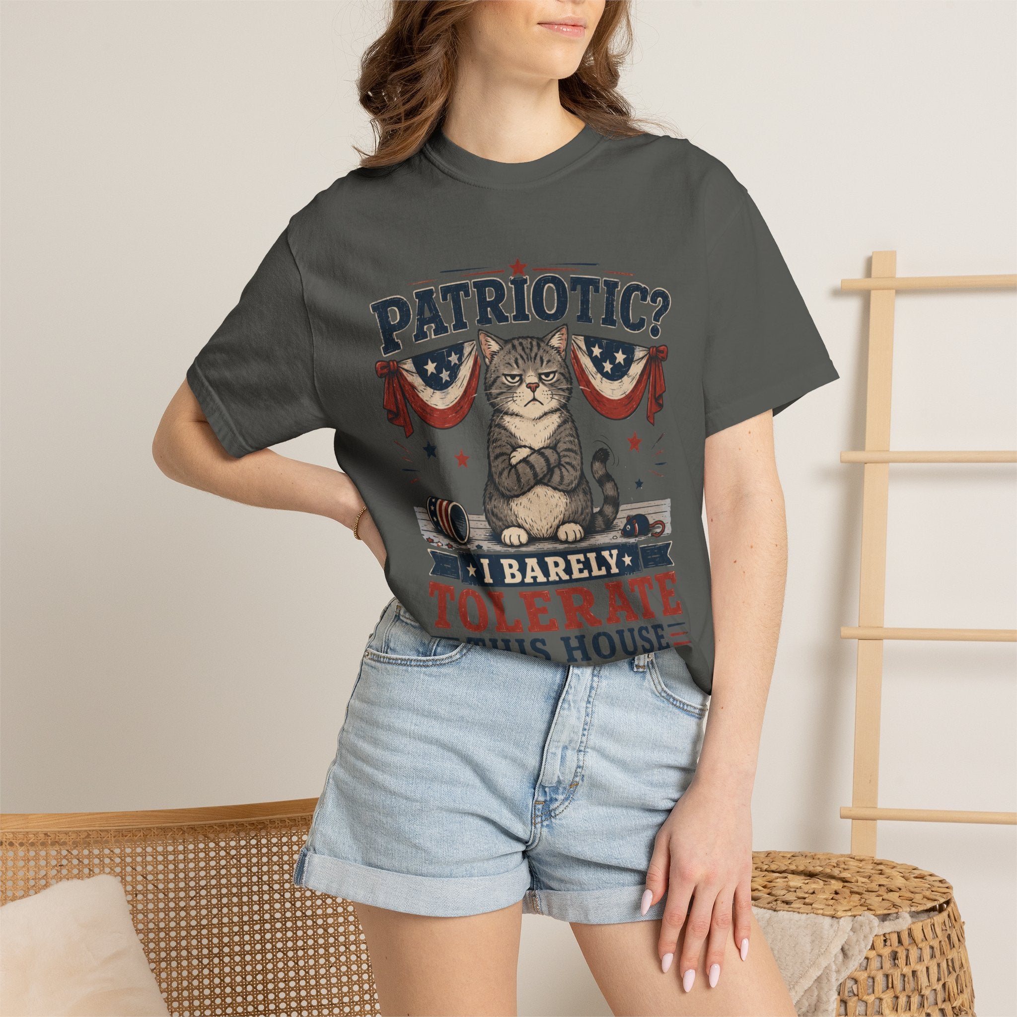 Patriotic Cat T-Shirt — “Patriotic? I Barely Tolerate This House”