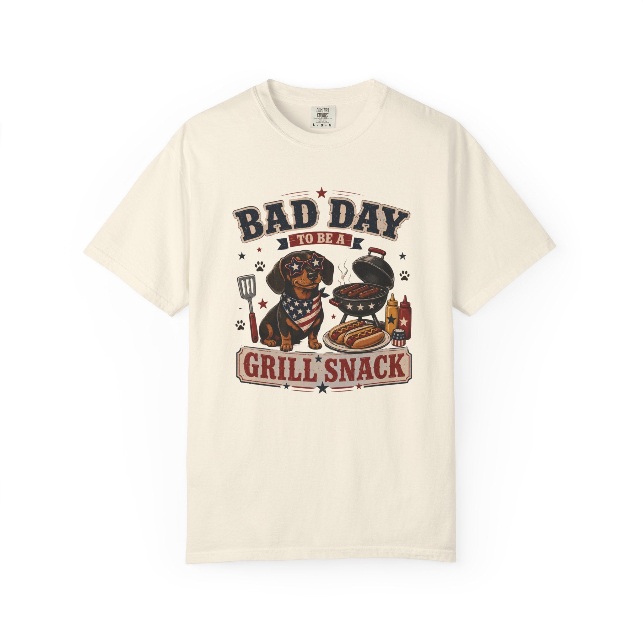 Bad Day Grill Snack 4th of July Dog T-Shirt — Funny BBQ Dachshund Graphic Tee
