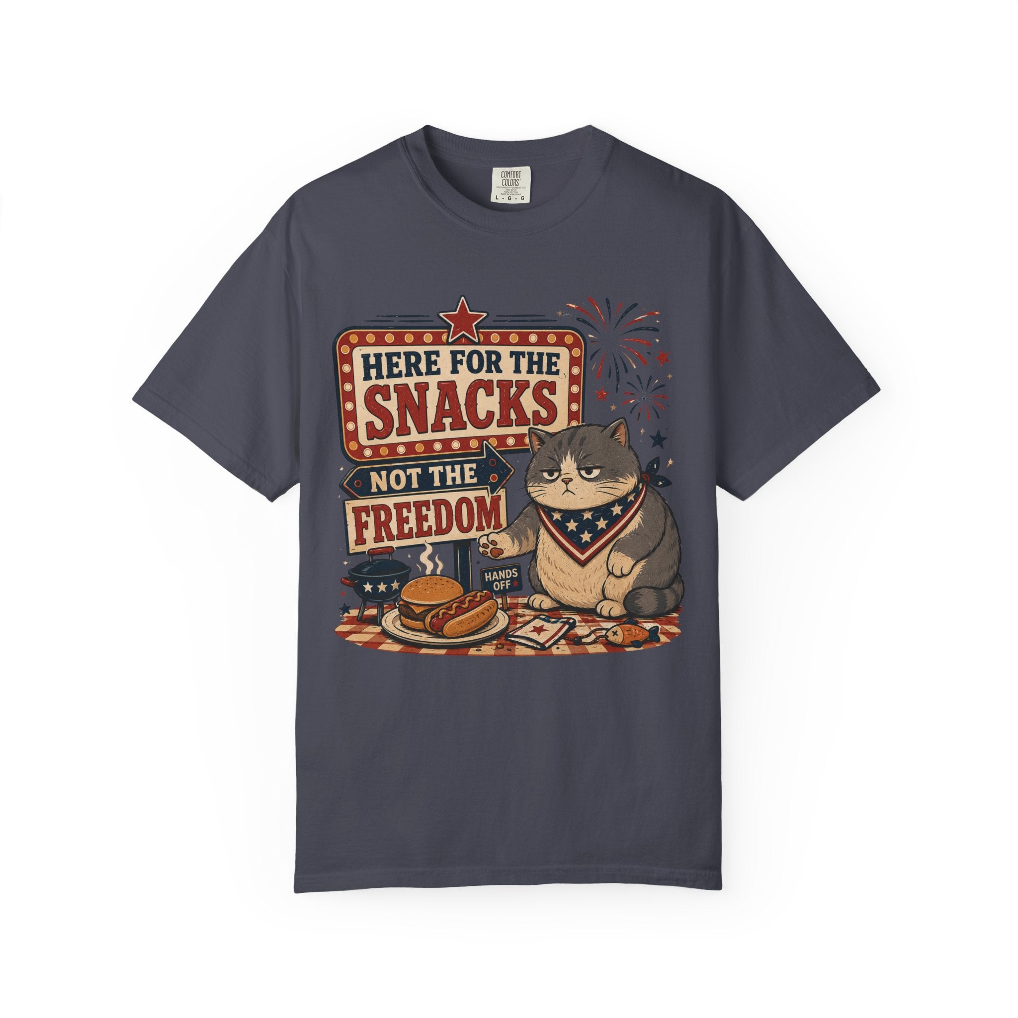 Here for the Snacks Patriotic Cat 4th of July T-Shirt