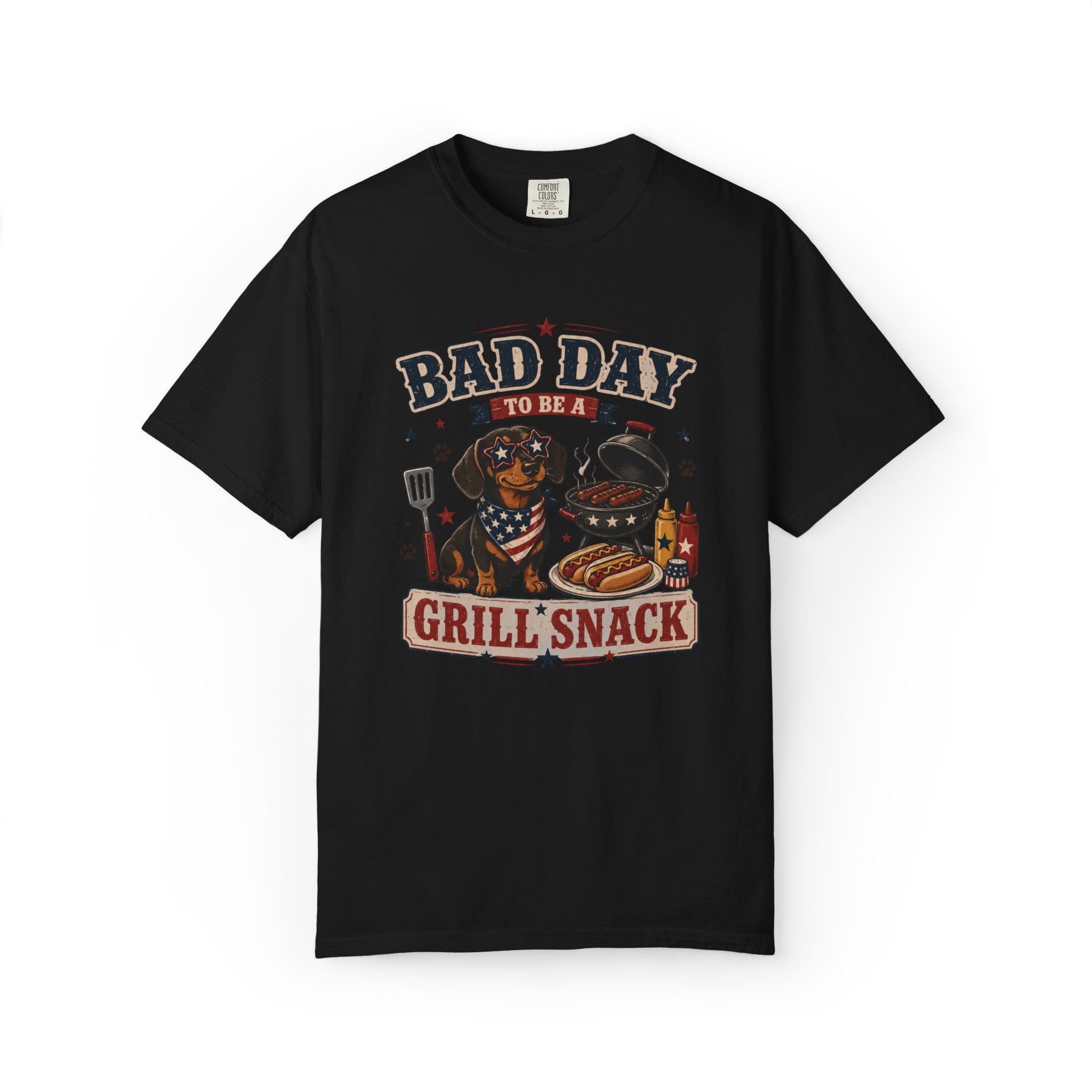 Bad Day Grill Snack 4th of July Dog T-Shirt — Funny BBQ Dachshund Graphic Tee